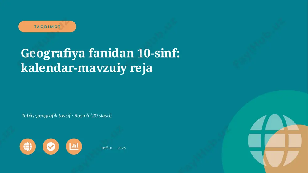 04071_geografiya_fanidan_10_sinf_kalendar_mavz — PPTX