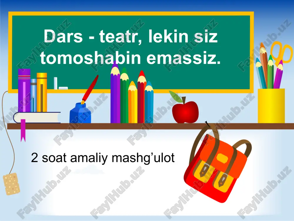 ta, taxta, shaxta, soxta, daraxt, karaxt (mah-tal) tohir, zohid, vohid, shohid fonetikaning mendeleyev jadvali 1 aa unli old-q,keng lab-gan. tartib raqami alifbodagi harf hosil bo’lish o’rni tilning harakatiga ko’ra shartli belgilar unli tovushlar jarangsiz undoshlar jarangli undoshlar old-q, keng lab-magan. 1 aa j-li, port-chi, lab-lab. bb 3 j-li,port-chi, til oldi. undosh dd unli unli bb undosh bb undosh j-li, , til oldi. undosh dd old q, keng lab-magan. unli ee dd undosh dd j-siz, sir-chi, lab-tish. undosh ff j-li,port-chi til-orqa undosh gg 6 j-siz,sir- chi, bo’g’iz u-shi undosh hh unli old-q,tor, l-magan. ii j-li,port-chi, til oldi. undosh jj j-siz, port- chi, til-orqa. undosh kk j-li,port-chi, sir-chi, til oldi. j-siz, port-chi, chuqur til-orqa. undosh qq j-siz,sir-chi, lab-tish. undosh vv undosh g’g’ undosh ll undosh undosh shsh j-siz,sir-chi, chuqur til orqa. undosh xx j-li,port-chi, sir-chi,til oldi. undosh rr j-li,port-chi, sir-chi, lab-lab. undosh mm undosh chch j-siz,sir-chi, til o’rta. undosh yy j-siz,sir-chi, til …
