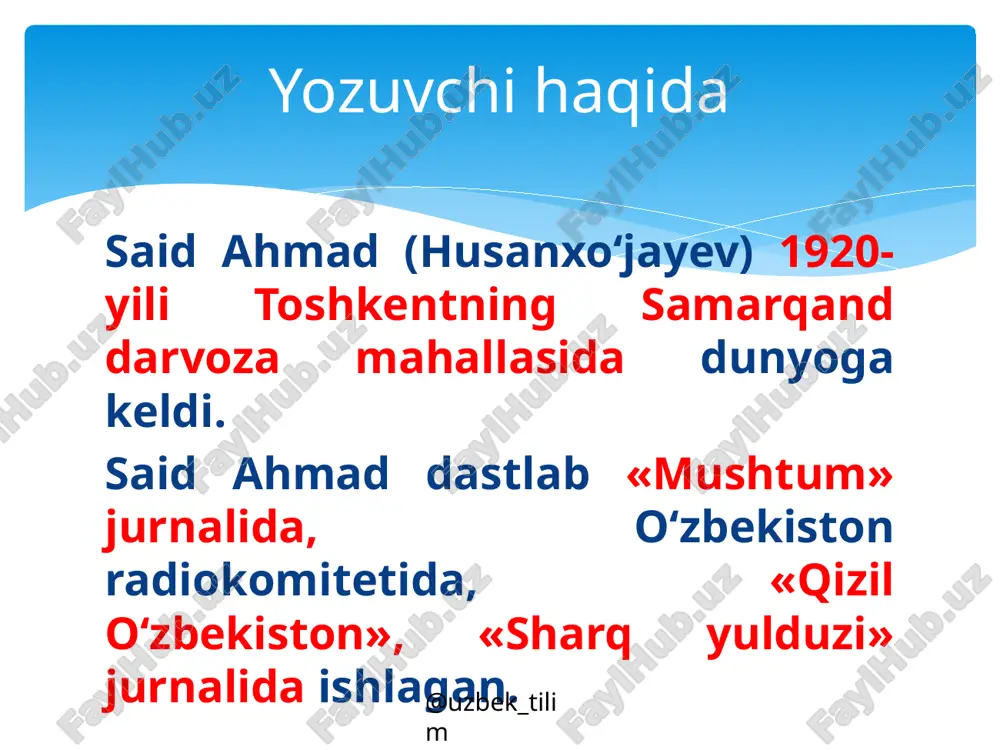 ilim foydalanilgan adabiyot: adabiyot [matn] 10-sinf: darslik-majmua: /boqijon to‘xliyev, bahodir karimov, komila usmonova. – toshkent: «o‘zbekiston milliy ensiklopediyasi» davlat ilmiy nashriyoti, 2017. image3.jpg /docprops/thumbnail.jpeg