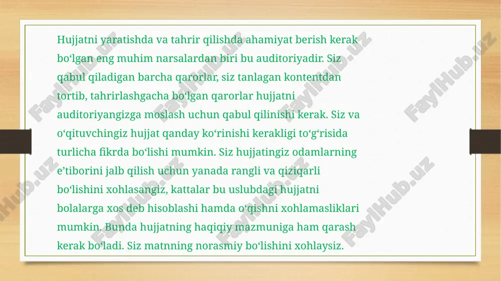 lari asl nusxalarini ishlab chiquvchi, ularga buyurtma beruvchi, ularni tayyorlovchi, hisobga oluvchi, saqlovchi, topshiruvchi va hisobdan chiqaruvchi vazirliklar, idoralar, korxonalar va tashkilotlarga joriy etiladi. 3. rasmiy hujjatlar blankalari, shu jumladan bunga vazirlar mahkamasi tomonidan vakolat berilgan matbaa korxonalari (keyingi o‘rinlarda “matbaa korxonalari” deb ataladi) tomonidan “davlat belgisi” davlat ishlab chiqarish birlashmasi tomonidan ishlab chiqarilgan, qalbakilashtirishdan himoya qiluvchi elementlari bo‘lgan maxsus qog‘ozda tayyorlanadi. 4. 1992-yilning 1-yanvaridan so‘ng berilgan xorijiy davlatlarda ta’lim olganlik to‘g‘risidagi hujjatlarning tan olinganligini tasdiqlovchi rasmiy hujjatlar shakli davlat test markazi tomonidan ishlab chiqiladi va uning buyurtmasiga asosan o‘zbekiston respublikasi markaziy banki huzuridagi “davlat belgisi” ishlab chiqarish birlashmasida muhofazalangan qog‘ozlarda tayyorlanadi. 5. rasmiy hujjatlar muayyan seriyaga va tartib raqamiga ega bo‘lgan qat’iy hisobda turadigan hujjatlar hisoblanadi. rasmiy hujjatlar blankalarini tayyorlashga mo‘ljallangan qog‘oz, yarim tayyor mahsulotlar, tayyor bosma va quyma ashyolar qat’iy hisobda turadigan ashyolar jumlasiga kiradi. image7.png image8.jpeg image3.png image4.png /docprops/thumbnail.jpeg