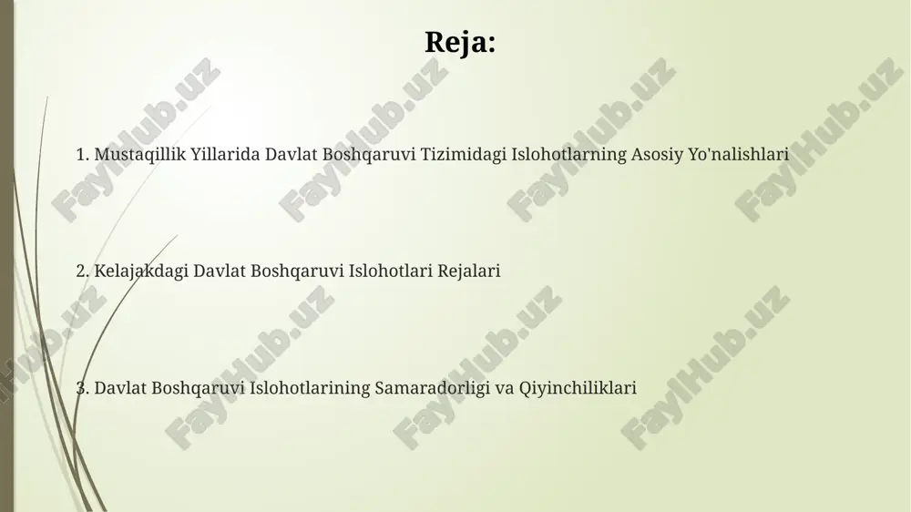 rildi, fuqarolarning oʻzini oʻzi boshqarish tizimi rivojlandi, bu esa 1000 dan ortiq mahalliy kengashlarni tashkil etishga olib keldi. ochiqlik va shaffoflikni ta'minlash bo'yicha chora-tadbirlar 2017 yildan boshlab, "ochiq ma'lumotlar to'g'risida"gi qonun qabul qilinib, davlat organlarining axborot berish majburiyatini aniq belgilab berdi va elektron hukumat tizimlarini rivojlantirishni tezlashtirdi. davlat organlarining faoliyati to'g'risidagi ma'lumotlarning 80% dan ortig'i ochiq ma'lumotlar portallarida joylashtirildi, bu fuqarolarning nazoratini kuchaytirdi va korruptsiyani kamaytirishga yordam berdi. fuqarolar ishtiroki uchun 300 dan ortiq onlayn platforma va dasturlar ishga tushirildi, bu davlat organlari bilan o'zaro aloqani soddalashtirdi va shaffoflikni oshirishga xizmat qildi. korrupsiyaga qarshi kurash va davlat xizmati islohotlari 2020-yildan boshlab o‘zbekiston respublikasida davlat xizmatchilari uchun axloq kodeksi qat’iylashtirildi va bu kodeks buzilganligi uchun javobgarlik darajasi sezilarli darajada oshirildi. “yagona darcha” tizimi joriy etilishi natijasida, biznes sub’ektlariga beriladigan ruxsatnomalar soni 20% ga qisqardi, bu byurokratiyani kamaytirish va korrupsiyani oldini olishga yordam berdi. davlat xizmatida shaffoflikni ta’minlash maqsadida 2017-yildan boshlab 3000 …