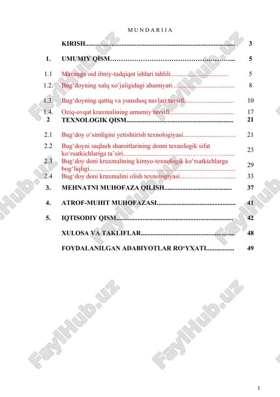 dorda quruq moddalar mavjud bo‘lib, ular organizmda oziqa tolalari vazifasini bajaradi. oziqa tolalari inson organizmida ovqat xazm qilish, radioprotektorlik, qondagi xolestirin va qand miqdorini meyorlashtirish hamda eng muhimi hozirgi kunda “asr kasalligi” deb nomlangan har xil o‘simtali rak kasalliklarini oldini olish vazifalarini bajaradi. shu jihatdan, don mahsulotlari, ayniqsa nondan hech qachon bo‘kib qolmaymiz. dunyoda oziq-ovqat iste’moli bo‘yicha tekshirishlar shuni ko‘rsatadiki, 50% oqsil moddalari, 70% uglevodlar va 15% yog‘ moddalari don va urug‘lardan olinadi. uglevodlardan bug‘doy va makkajo‘xori doni tarkibida eng ko‘p miqdorda (bug‘doyda – 78-82%, makkajo‘xorida – 54,3-59,8%) kraxmal saqlaydi. agar insonning kundalik ehtiyoji uchun 600-700 g uglevod talab qilinsa, shundan 550-600 grammini kraxmal tashkil qiladi. o‘zbekiston respublikasi prezidentining 2017 yil 7 fevraldagi pf-4947-son «o‘zbekiston respublikasini yanada rivojlantirish bo‘yicha harakatlar strategiyasi to‘g‘risida»gi farmonida «3.3....qishloq xo‘jaligi ishlab chiqarishini izchil rivojlantirish, mamlakat oziq-ovqat xavfsizligini yanada mustahkamlash, qishloq xo‘jaligi ishlab chiqarish sohasiga intensiv usullarni, eng avvalo, suv va resurslarni tejaydigan zamonaviy agrotexnologiyalarni joriy …