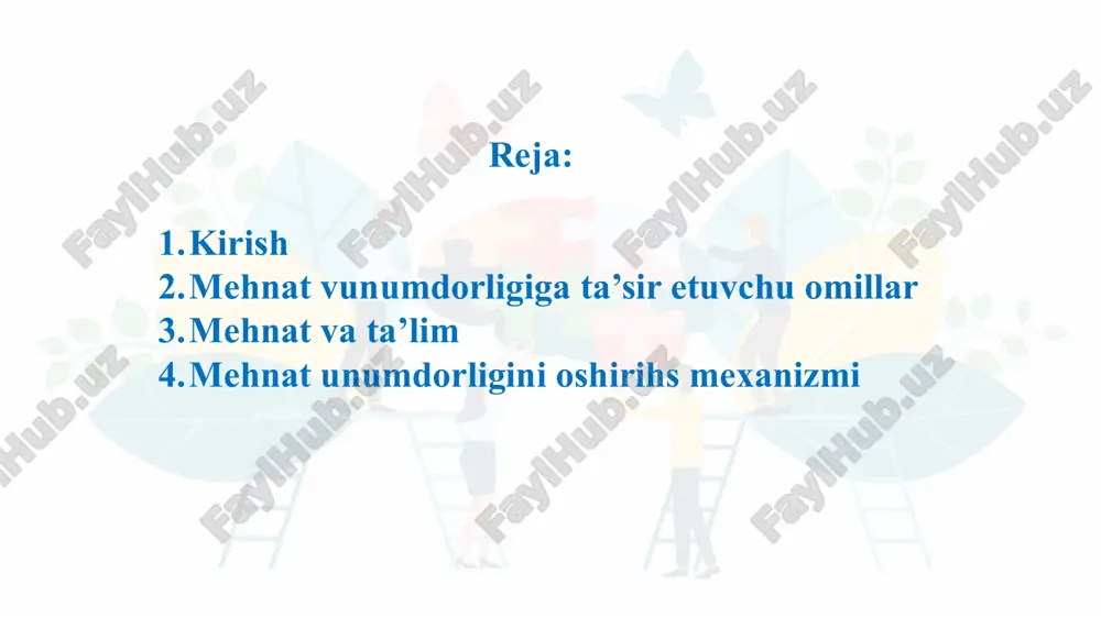 texnologiyalari va ularning integratsion aloqalari hisobga olinadi va doimiy nazorat–sotsiologik monitoring yaratiladi. korxonada umumiy statistik baza yaratiladi va uning yordamidaboshqaruv takomillashtiriladi va unumdorlikning kelajagi yaqin va uzoq muddatlarga prognozqilinadi. klassik ma’noda mehnat samaradorligi ko‘rsatkichi uning unumdorligi bo‘lib, u ish vaqtibirligiga ishlab chiqarilgan mahsulot miqdori bilano‘lchanadi. biroq bizning maqsadimiz moddiyishlab chiqarishda emas, balkita’lim va fanda mehnat samaradorligini aniqlashdir. bu sohaganisbatan mehnat unumdorligining odatiyta’rifi, shubhasiz, to‘g‘ri kelmaydi. ya’ni, ushbuta’rifgako‘ra , ta’lim va fanda mehnat unumdorligini oshirish deganda, yakuniy natijani baholashimkoniyatisiz professor-o‘qituvchi va (yoki) tadqiqotchi mehnatining oshishi tushunilishi kerak. masalan, ishlab chiqarish ishchilarining mehnat unumdorligini hisoblashda ishlab chiqarishdaginuqsonlar bu hisob-kitoblardan chiqarib tashlanadi. oliyta’lim muassasasida esa bunday nuqsonlarniqanday baholash kerak, noma’lum. ko‘rinib turibdiki, bunday muammolar rejasinio‘quv jarayonigamoslashtirish kerakligi aniq bu shuni anglatadiki, ta’lim sohasidagi mehnat samaradorligining elgilanganme’yorlardan(kunigao‘qiladiganma’ruzalar soni, 1 ta universitet professoro‘qituvchisiga yiliga talabalartomonidan tayyorlangan bitiruv malakaviy ishlari) ortib borayotgani talabalarta’lim sifatiningpasayishiga olib keladi. ta’lim va fan kabi nomoddiy natijalarga yo‘naltirilgan bunday murakkabsohalarda mehnat …