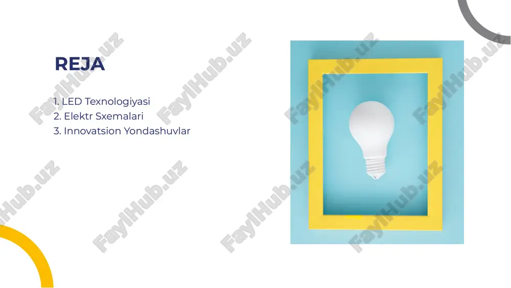 n 80% gacha kamroq energiya iste'mol qiladi. bu esa nafaqat xarajatlarni kamaytiradi, balki atrof-muhit ga ham ijobiy ta'sir ko'rsatadi. led yoritish tizimlari energiyani tejash imkoniyatlari bilan ajralib turadi. ular an'anaviy yoritish usullariga nisbatan 80% gacha kamroq energiya iste'mol qiladi. bu esa nafaqat xarajatlarni kamaytiradi, balki atrof-muhit ga ham ijobiy ta'sir ko'rsatadi. ilovalarilovalar led texnologiyasi turli sohalarda, jumladan, maishiy yoritish, sanoat, va tijoratda keng qo'llaniladi. ularning moslashuvchanligi va uzoq umr ko'rish xususiyatlari ularni har qanday muhitda ishlatishga imkon beradi. led texnologiyasi turli sohalarda, jumladan, maishiy yoritish, sanoat, va tijoratda keng qo'llaniladi. ularning moslashuvchanligi va uzoq umr ko'rish xususiyatlari ularni har qanday muhitda ishlatishga imkon beradi. kelajakda rivojlanishkelajakda rivojlanish kelajakda led yoritish tizimlari yanada rivojlanadi. yangi texnologiyalar, masalan, oled va qled kabi yoritish texnologiyalari bilan birgalikda qo'llaniladi. bu, o'z navbatida, samaradorlikni va qulaylikni oshiradi. kelajakda led yoritish tizimlari yanada rivojlanadi. yangi texnologiyalar, masalan, oled va qled kabi yoritish texnologiyalari bilan birgalikda qo'llaniladi. …