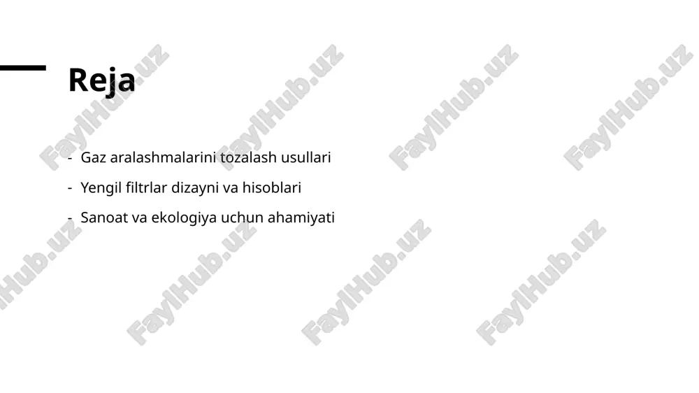 ya, gaz aralashmalaridagi zarrachalarni jismoniy ajratish orqali tozalashda muhim rol o'ynaydi, samaradorligini oshiradi. gaz aralashmalarini tozalashda usullarni tanlashda aralashmaning tarkibi, zarracha o'lchamlari va tozalash maqsadlari hisobga olinadi, bu samaradorlikka ta'sir qiladi. tabiiy va sun'iy filtrlar: gaz aralashmalarini tozalashda roli. 1 tabiiy filtrlar tabiiy filtrlar, havodagi zarrachalarni ushlab qolish uchun o'simliklar va tuproq kabi tabiiy resurslardan foydalanadi. ular ekologik toza va samarali hisoblanadi. 2 sun'iy filtrlar sun'iy filtrlar, maxsus materiallardan tayyorlangan va gaz aralashmalarini tozalashda yuqori samaradorlik ko'rsatadi. ular sanoat talablari uchun mo'ljallangan. 3 filtrlarning ahamiyati tabiiy va sun'iy filtrlar, gaz aralashmalarini tozalashda muhim rol o'ynaydi. ular sanoat va ekologiya o'rtasida muvozanatni ta'minlaydi, zararli chiqindilarni kamaytiradi. sanoat sektori uchun gaz tozalash usullarining ahamiyati. 1 sanoatning ehtiyojlari - sanoat sektori uchun gaz tozalash usullari, ishlab chiqarish jarayonlarida toza gaz ta'minoti uchun zarur bo'lib, mahsulot sifatini oshiradi. 2 atrof-muhitni muhofaza qilish - gaz tozalash usullari, sanoat chiqindilarining ekologik ta'sirini kamaytiradi, shuningdek, havoni ifloslantiruvchi …