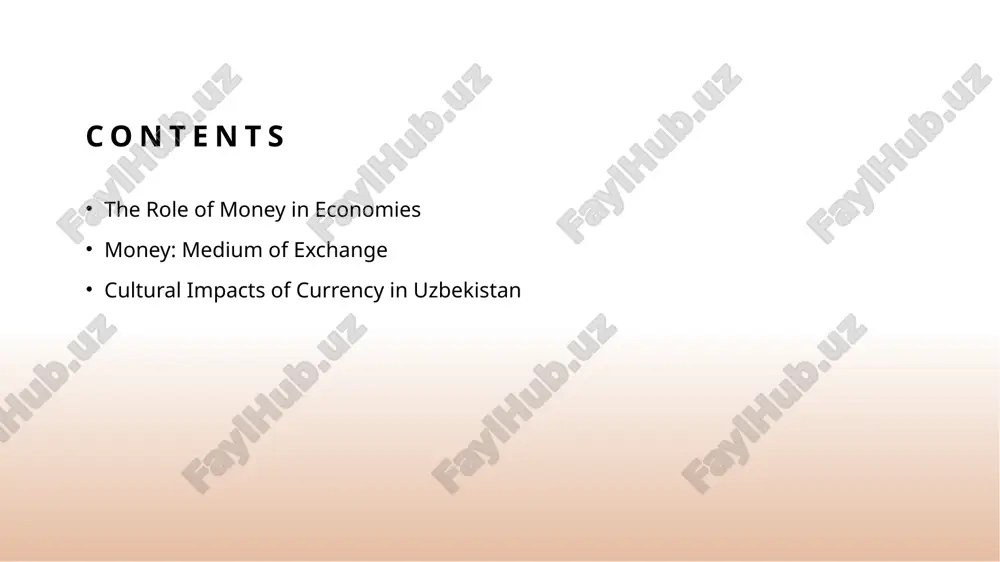 , crucial for sustainable growth. understanding money as a vital medium of exchange in economic systems. 1 currency functionality money acts as a medium of exchange, enabling transactions by eliminating the inefficiencies of barter systems, thereby facilitating economic interactions efficiently. 2 economic trust the acceptance of money relies on trust in its value, which is reinforced by government backing and stability, fostering economic confidence among participants. 3 facilitating trade money simplifies trade by establishing a common measure for goods and services, allowing for easier comparison of value and promoting broader market participation. 4 impacts on growth effective money circulation enhances economic growth by encouraging spending and investment, driving demand, and ultimately creating jobs and increasing production capacity. the evolution of currency: from barter to modern monetary transactions. 01 barter system the barter system was the earliest form of trade, where goods were exchanged directly without a standardized currency, relying on …