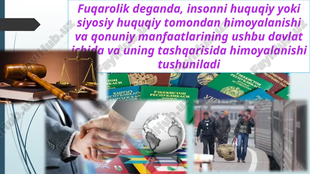 keng va tor ma’noda qoilaniladi. bir xalq vakillari jamuljam yashab turgan, ularning ajdodlari azalazaldan istiqomat qilgan hudud nazarda tutilsa, bu keng ma’nodagi tushunchadir. kishi tugilib o‘sgan uy, mahalla, qishloq nazarda tutilsa, bu tor ma’nodagi tushunchadir». vatanparvarlik shaxsning o‘zi mansub boigan millat, tugilib o‘sgan vatani tarixidan g‘ururlanishi, buguni to'g'risida qayg‘urishi hamda uning porloq istiqboliga bo'lgan ishonchini ifoda etuvchi yuksak insoniy fazilat sanaladi.vatanparvar shaxs qiyofasida vatanparvar shaxs qiyofasida quyidagi sifatlar namoyon bo'ladi: • vatanga bo'lgan mehr-muhabbat, unga sadoqat. • o'zi mansub bo'lgan millat o'tmishi, urf-odatlari, an’analari va qadriyatlariga sodiqlik. • vatan va millat tarixidan g'ururlanish. • yurtning moddiy, shuningdek, millat tomonidan yaratilgan ma’naviy boyliklarini asrash, ularni ko‘paytirish borasida g‘amxurlik qilish. • vatan ravnaqi va millat taraqqiyoti yo‘lida mehnat qilish. • vatan ozodligi va millat erkiga qilinayotgan har qanday tahdidga qarshi kurashish. • vatan va millat obro‘i, sha’ni, or-nomusini himoya qilish. • vatan ravnaqi va millat taraqqiyotiga nisbatan ishonchga ega bo‘lishi. baynalminalhk (≪inter≫ …
