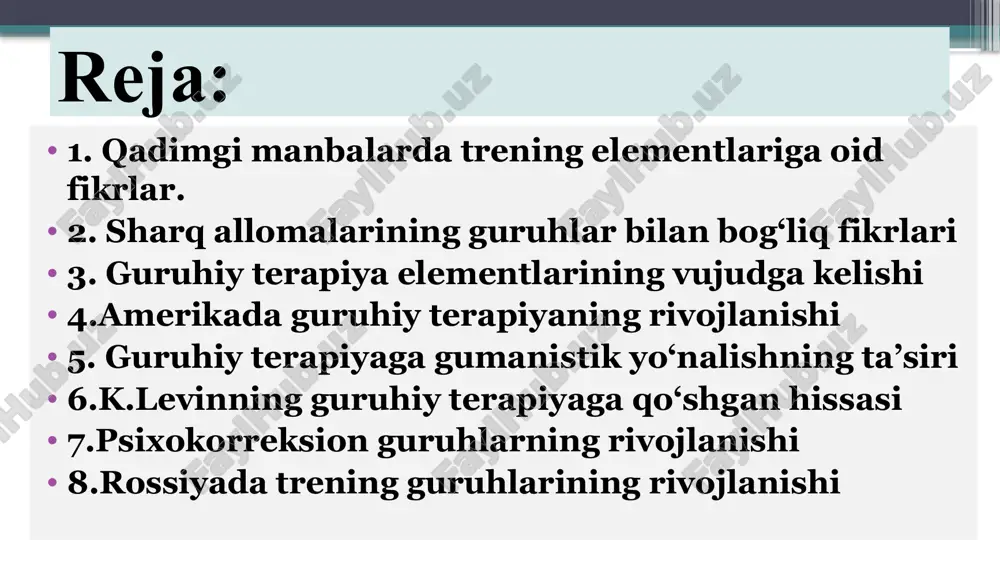 tomoni shundaki, ular jismoniy mashqlarni bajarish jarayonida bolalarni olti-yetti nafarlik guruhlarga bo‘lib ishlaganlar va har bir guruhga alohida vazifalar berganlar. bundan ko‘zlangan maqsad - guruhdagi bolalar o‘rtasida o‘zaro bir-birlariga bo‘lgan ishonchni shakllantirish, shuningdek o‘zaro qo‘llab-quvvatlashga erishish ko‘nikmasini shakllantirishdan iborat bo‘lgan. 2. sharq allomalarining guruhlar bilan bog‘liq fikrlari abu nasr farobiy (873-950) o‘rta asr ijtimoiy-falsafiy fikrlar taraqqiyotiga katta hissa qo‘shgan mutafakkir bo‘lib, farobiy o‘z asarlarida inson kamoloti uning xulq-atvori va axloqiga alohida e’tibor bergan, shu bilan bir qatorda hech bir inson kamolotga, muvaffaqiyatga yolg‘iz o‘zi erisha olmasligini ta’kidlagan. shuning uchun u boshqalar bilan hamkorlikda bo‘lishga, o‘zgalarning ko‘magi va ishonchiga har doim ehtiyoj sezishini ta’kidlaydi. kishilarning o‘zaro hamkorlik qilishlari uchun esa ularga ishonchli yo‘lboshchi kerak. farobiyning qarashlarida urg‘u berilgan yo‘lboshchi va uning jamoani boshqarishini hozirgi kundagi trening jarayonidagi trener va ishtirokchilar o‘rtasidagi munosabatga qiyoslash mumkin. 2. sharq allomalarining guruhlar bilan bog‘liq fikrlari abu ali ibn sino (980-1037) bolani maktabda o‘qitish va tarbiyalash …