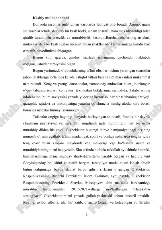 lar. 2017-2021-yillarga mo‘ljallangan “harakatlar strategiyasi” o‘zbekistonimizni yanada gullab-yashnashi uchun dasturil amaldir. keyingi avlod, albatta, ular ko‘rsatib, o‘rgatib ketgan va ketayotgan yo‘llaridan borib faqat va faqat rivojlanib boraveramiz. chunki, yurtboshimiz ta'lim bergan taraqqiyot yo‘li bu yuksaklikka intilish yo‘lidir. so‘z mulkining sultoni bo‘lmish hazrati alisher navoiy ilm tarqatuvchi ustozlarni haqqini ado qila olmaslik to‘g‘risida shunday marhamat qiladilar:“haq yo‘lida kim senga bir harf o‘qitmish ranj ila,aylamak bo‘lmas ado haqqin aning yuz ganj ila”. monologik nutq badiiy asar qahramonlarining o‘z-o‘ziga yoki o‘zgalarga qaratilgan nutqidir. ham she’riy ham nasriy asarlarda ishlatiladi. badiiy asarlardagi maktublar, asosan, monologik yozma nutq ko‘rinishida bo‘ladi (eslang: kumushning otabekka yozgan maktubi, yoki otabekning kumushga yozgan maktubi). she’riy matnlarda lirik qahramon kechinmalarini tugal tasvirlash uchun monologik nutqdan foydalaniladi. ichki monologik nutq - «qahramonning o‘z-o‘zi bilan ichdan gapirishi, fikrlashi, fikr va tuyg‘ularining ichki ifodasidir. ichki monologda qahramon o‘zining sirli, yashirin fikrlarigacha aytadi, shu boisdan ichki monolog orqali qahramon kitobxon oldida o‘z-o‘zini ochadi. shuning …