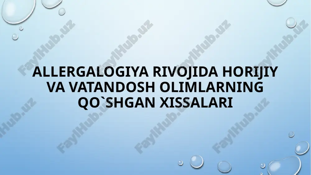 masi quyidagicha: qarindoshlarda allergik kasalliklarni aniqlash: bemorning ota-onasi, bobosi, buvisi, aka-uka va opa-singillari. oʻtmishdagi allergiyalar roʻyxatini tuzish. allergiya qachon va qanday namoyon boʻlgan. dori reaktsiyalari qachon va qanday paydo boʻlgan. mavsumiy hodisalar bilan bogʻliqlikni aniqlash. iqlimning kasallikning kechishiga ta'sirini aniqlash. kasallik jarayonida fizik omillarni aniqlash (gipotermiya yoki qizib ketish). kasallikning kechishiga jismoniy faollik va bemorning kayfiyatidagi tebranishlarga ta'siri. sovuqni aniqlash uchun havolalar. ayollarda hayz koʻrish sikli, homiladorlik, emizish yoki tugʻish davridagi gormonal oʻzgarishlar bilan bogʻliqligini aniqlash. joyni almashtirishda allergiya namoyon boʻlish darajasini aniqlash (uyda, ishda, transportda, kechayu kunduzda, oʻrmonda yoki shaharda). oziq-ovqat, ichimliklar, alkogol, kosmetika, maishiy kimyo, hayvonlar bilan aloqasi, ularning kasallikning kechishiga ta'sirini aniqlash. yashash sharoitlarini aniqlash (qolib borligi, devor materiali, isitish turi, gilamlar, divanlar, o'yinchoqlar, kitoblar soni, uy hayvonlari mavjudligi). kasbiy faoliyat shartlari (xavfli ishlab chiqarish omillari, ishni o'zgartirish). image2.png image3.png image4.png image5.png image1.png /docprops/thumbnail.jpeg