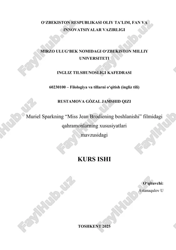 narrative style, coupled with rich symbolism and sharp character portrayal, offers deep insight into the psychological development of both the teacher and her students. this paper aims to analyze the peculiarities of character construction in the novel, paying special attention to the role of narrative technique, symbolic elements, and the socio-political context that shapes their identities. the topic of this is “peculiarities of characters in the prime of miss jean brodie by muriel spark”. muriel spark’s renowned novel, published in 1961, has been celebrated for its distinctive narrative style, thematic richness, and especially for its complex and psychologically nuanced characters. among these, the titular character, miss jean brodie, stands as a unique and controversial figure in 20th-century british literature. this paper seeks to explore not only the peculiarities of miss brodie herself but also the layered characteristics of her pupils, known as the “brodie set.” the discussion centers on how …