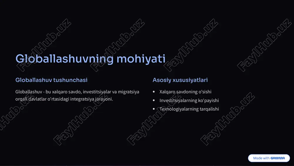 omadlardagi tengsizlik kuchayadi. mehnat ekspluatatsiyasi arzon ishchi kuchi ekspluatatsiya qilinadi. qarz yukining ortishi qarz yukining ortishi iqtisodiy rivojlanishni cheklaydi. https://gamma.app/?utm_source=made-with-gamma barqaror taraqqiyot strategiyalari siyosat barqaror siyosatni ishlab chiqish va amalga oshirish. texnologiya yangi texnologiyalarni joriy etish. ta'lim barqarorlik bo'yicha ta'limni kuchaytirish. https://gamma.app/?utm_source=made-with-gamma