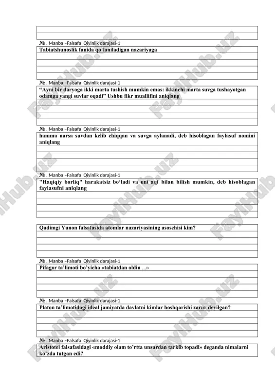 g manba –falsafa qiyinlik darajasi-1 hukmning mantiqiy tarkibiniga … manba –falsafa qiyinlik darajasi-1№ 34. manba –falsafa qiyinlik darajasi-1 buyum va hodisadagi belgi, xususiyat va aloqa to‘g‘risidagi fikrga … deb aytiladi. manba –falsafa qiyinlik darajasi-1 asoslaridan biri yoki xulosasi tushirib qoldirilgan holda ifoda etilgan sillogizmga … deb aytiladi manba –falsafa qiyinlik darajasi-1 "al-muallim as-soniy" — "ikkinchi muallim", "sharq, arastusi" nomlari bilan mashhur bo‘lgan allomani aniqlang tushuncha, buyum va hodisalarning o‘xshashligi va tafovutini bilish uchun qo‘llaniladigan usul bo‘lib, unda juz’iy bilimdan juz’iy bilimga qarab xulosa chiqarilishiga ... tegishli manba –falsafa qiyinlik darajasi-1 hadis arabchada … borliq haqidagi ta'limot bu ... № manba falsafa. qiyinlik darajasi borliq shakillari materiyaning necha ko`rinishi mavjud? gegel fikricha, mantiq nechta qismga bo‘linadi? № 91 manba falsafa. qiyinlik darajasi «haqiqat – bir marta va bir umrga berilgan mutlaqo to‘g‘ri javob emas, balki jarayondir» kimning fikri? № 93 manba falsafa. qiyinlik darajasi sofizm – bu pozitivizmning asoschisi kim? mulohaza …