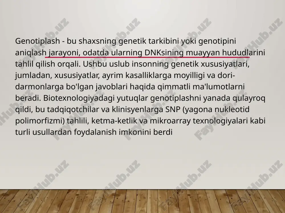 ada genotip simpodiya tiplari boʻyicha ss, ss (cheklanmagan), ss (cheklangan); barg shakli boʻyicha — 0101 (kertikli), 01 ol (oraliq shaklda), ol o! (chetlari tekis oddiy shaklda) koʻrinishida belgilanadi. har ikki belgi boʻyicha esa genotip — ss0101, ss ol ol, ss 0101 va b. shakllarda ifodalanadi. mas, gʻoʻzaning antotsian rangini rp — gr geni (ingliz. red plant — qizil rangli oʻsimlik) nazorat qiladi (qarang antotsianlar). bu belgining fenotipik namoyon boʻlishiga gendan tashqari tashqi muhit omillari, jumladan quyosh nuri ham taʼsir koʻrsatadi. yoritilganlik darajasiga qarab bir xil genotipli (rp rp) oʻsimliklarda belgining fenotipik namoyon boʻlish darajasi turlicha boʻlishi mumkin. image2.jpeg image3.jpeg image4.jpeg image5.jpeg image6.jpeg image7.jpeg image1.jpg /docprops/thumbnail.jpeg
