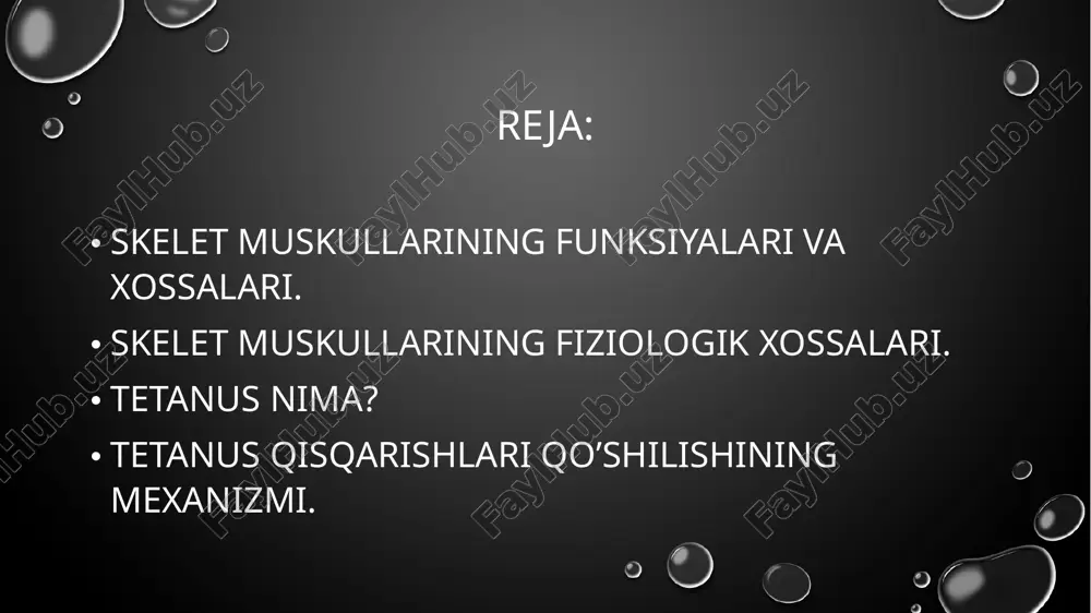muskul tolalari avvaliga to’la bo’shashmaydi, keyingina tiklanadi. bu hodisa tetanusdan keying yoki qoldiq kontraktura deb ataladi. tetanus qisqarishlari qo’shilishining mexanizmi tetanik qisqarish balandligi yakka qisqarishning maksimal amplitudasidan ancha ortiq bo’ladi. gelmgols (1847) fikricha, navbatdagi har bir impulsda muskul shu payt bo’shashib turganday kaltalanadi, deb faraz qildi va bu jarayonga superpozitsiya, ya’ni “qisqarishning taxlanishi” deb nom berdi. ammo keyingi tadqiqotlar shuni ko’rsatdiki, tetanusda superpozitsiya hodisalarini ikkita mexanik effektini oddiy qo’shilishi deb qarab bo’lmaydi. ketma-ket keluvchi ikki ta’sir effekti yakka qisqarishilarining arifmetik yig’indisiga teng bo’lmaydi, bu yig’indidan goh kata, goh kichik bo’lishligi hozirda ma’lum. bundan shuni anglash qiyin emas, ya’ni qo’’zg’alishning har bir avvalgi tino’lqinidan keyin muskulning yangidan qisqarish xossasi ancha o’zgaradi. n.e.vedenskiy qo’zg’alish va qisqarishnig har bir to’lqini to’qimada o’ta qo’zg’aluvchanlik shaklida iz qoldiradi, deb tushintirdi. ikkinchi ta’sir muskulning qo’zg;aluvchanligi oshib turgan paytda kelsa, ikkinchi qisqarish amplitudasi ,ritmik ta’sirlarda tetanik qisqarish amplituudasi ham yakka qisqarishdagiga nisbatan kattaroq bo’ladi. image2.png image3.png image4.jpeg …