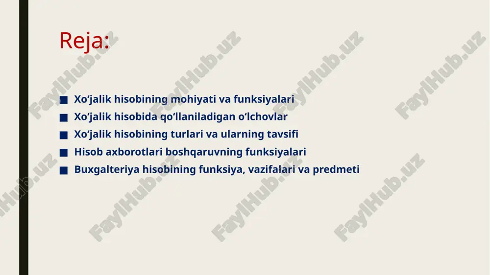 kni rivojlantirishda muhim ahamiyatga egadir. operativ hisob yordamida korxona resurslari va ular miqdorining o‘zgarishini joriy tartibda kuzatish, buxgalterlik va statistik hisobda aks ettirilmaydigan qator ma’lumotlarni ko‘rsatish mumkin. statistik hisob miqdor ko‘rsatkichlarida ifodalanadigan ijtimoiy ommaviy hodisalarni sifat jihatdan tavsiflab, kuzatish va aks ettirish hamda jamiyat taraqqiyoti qonuniyatlarini o‘rganish tizimidir. statistik hisob ishlab chiqaruvchi kuchlar, ishlab chiqarish munosabatlari va ijtimoiy turmushdagi siyosiy va madaniy jarayonlar rivojlanishining asosiy qonuniyatlarini ochib beradi. buxgalteriya hisobi xo‘jalik yurituvchi subyektning mablag‘lari va manbalarining harakatini aks ettirib, xo‘jalik jarayonida sodir bo‘ladigan muomalalarni yoppasiga va uzluksiz kuzatib borish, kuzatish natijalarini o‘lchash va hujjatlarda rasmiylashtirish, ularni yagona bir o‘lchovda, ya’ni pul ifodasida umumlashtirish hamda boshqaruv qarorlarini asoslash va qabul qilish uchun zarur ko‘rsatkichlarni hisoblash, baholash, ularni tegishli axborotdan foydalanuvchilarga taqdim etish maqsadida moliya-xo‘jalik faoliyatini nazorat qilish tizimidir. 1590-yilda ispan olimi bartalameo de salazano tomonidan quyidagicha ta’kidlangan «buxgalteriya hisobi barcha fan va san’atlardan yuqori turadi, chunki hamma unga ehtiyoj sezadi, u …
