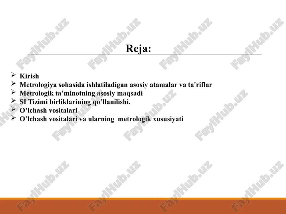 i va qo’llanilish imkoniyatlarini aniqlashda muhim xossalariga me'yoriy talablarni asoslashdir. bozor munosabatlari sharoitida yuqori sifatli mahsulotni yaratish, ta'minlash va rejalashtirish zamonaviy baholash uslublari va sifat ko’rsatkichlarining standartlari bo’yicha bilimni talab etadi. ushbu darslikning asosiy maqsadi, kerakli ma'lumotlarni berish va amaliyotda uslublarning qo’llanilishini ko’rsatishdir. shu bilan bir qatorda iqtisodni rivojlantirishning asosiy shartlaridan biri, mahsulot sifatini sistematik ravishda oshirib borishdir. mahsulot sifatini oshirish, assortimentlarini kengaytirish va iste'molchilar talabini qondirish hozirgi bozor iqtisodiyotining muhim vazifalaridan biri hisoblanadi. mahsulot sifat darajasini ta'minlash uchun standartlar va texnik shartlarning me'yoriy talablariga bog’liq holda sistematik nazorat ishlarini olib borish lozimdir. «metrologiya» - o’lchashlar, ularning birligini ta'minlash usullari va vositalari hamda kerakli aniqlikka erishish yo’llari haqidagi fandir. "metrologiya" so’zi grekcha so’zdan olingan bo’lib, "metron"-o’lchash, "logos" - ta'limot ma'nosini anglatadi, ya'ni, o’lchash ta'limoti demakdir. «kattalik»- sifat jihatidan ajratilishi va miqdor jihatidan aniqlanishi mumkin bo’lgan hodisalar, moddiy tizim, moddaning xususiyatidir. «o’lchaniladigan kattalik»-o’lchash vazifasining asosiy maqsadiga muvofiq o’lchanishi lozim bo’lgan, o’lchanadigan …