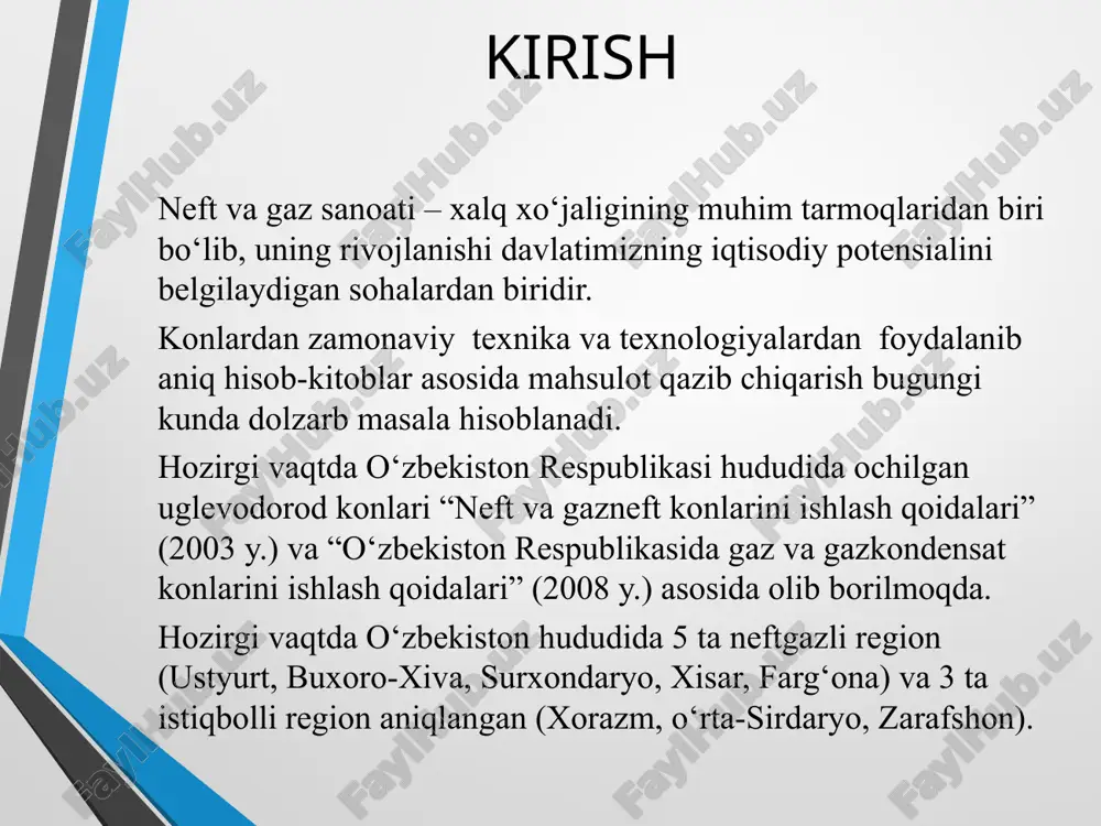 ushlab turish; 2) burg’ilash quvurlarini o‘z ichida tik holda saqlash; 3) mustahkamlovchi quvurlarni quduqqa tushirish; 4) burg’ilash jarayonida zarur bo‘lgan buyum va jihozlarni joylashtirish, ko‘tarib tushirish. 1-rasm. burg’ilash qurilmasi jihozlari: 1-yuqori balkon; 2-minora konstruksiyasi; 3-vertulug; 4-vibrosetka; 5-burg’ilash nasosi; 6- degazator; 7-qumajratgich; 8-giv-6; 9-ko’prik:10-gil qorishtirgich:11-zaxira vagoni(kimyoviy reogent uchun) a-shaklda burg’ilash minorasi maxsus ximoya doskasi bilan qoplangan balandligi 41 metrgacha bo‘lgan minoralar pvk-1, 53 metrgacha bo‘lgan minoralar esa pvk2-45 ko‘targichi yordamida yig‘iladi. minoralarni yig‘ish bilan bir vaqtda kronblok maydonchalari, balkon, chiqish zinapoyalari va po‘lat to‘siqlar ham quriladi. harakatlavnuvchi blokka tal bloki deb ataladi kronblok eng ko‘pi bilan 6-ta roliklardan va arqon uchun ariqchadan, tal bloki esa 5-ta ariqchali rolikdan tashkil topgan. shu sababli, yuruvchi arqonga burg‘ilash quvurlar tizmasini og‘irligini o‘n barobar kamaytirib beradi. burg‘ilash jarayonida burg‘ilash quvur tizmasi bilan burg‘iga aylantirish va parchalangan tog‘ jinslarini haydab chiqarish uchun bir vaqtda burg‘ilash eritmalari haydaladi. yuk ko‘taruvchi mexanizm (polispast) - bu qo‘zg‘aladigan va qo‘zg‘almaydigan …