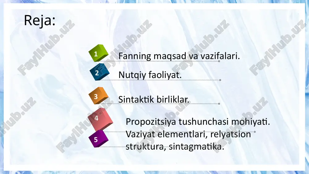 orotning to‘g‘ri tushunilishi uchun so‘zlashuvchilarning til haqidagi bilimidan tashqari, tinglovchining olam haqidagi bilimi, jumla qo‘llanayotgan ijtimoiy holat haqidagi bilimi, so‘zlash jarayonida so‘zlashuvchilar ruhiyati haqidagi bilimi va boshqa bilimlarini ham qo‘shish kerak bo‘ladi. axborotni tushunish jarayonida yuqoridagi bilimlarning barchasi barobar xizmat qiladi. shuning uchun faqat bu bilimlarning o‘zaro munosabatini hisobga olgandagina biz nutqiy jarayonning mohiyatini anglashga yaqinlashgan bo‘lamiz. ana shunday amaliy ehtiyoj natijasida semantika va pragmatika vujudga keldi. lisoniy birliklarning bu uch tomonisiz aloqa vositasi bo‘lgan til o‘zining to‘liq talqinini topa olmaydi. mazmuniy sintaksis ongda aks etgan obyektiv reallik elementlarini, ya’ni propozitsiyaning sintaktik qurilmalar orqali qanday ifodalanganini o‘rganadi. boshqacha aytganda, mazmuniy sintaksis qurilmalarning propozitsiya tomonini o‘rganadi sintaktika va semantikaga pragmatika qo‘shilgandagina, ular o‘zining haqiqiy talqinini topadi. masalan: hamma vaqtini xushnud o‘tkazmoqda jumlasi orqali muayyan shaxslar va ularning muayyan zamon va makondagi holati propozitsiyasi ifodalangan. lekin jumla orqali ifodalangan propozitsiyaning so‘zlashuvchilarga tushunarli bo‘lishi uchun bugina kifoya qilmaydi. gotleb frege semantik uchburchagi denotat …