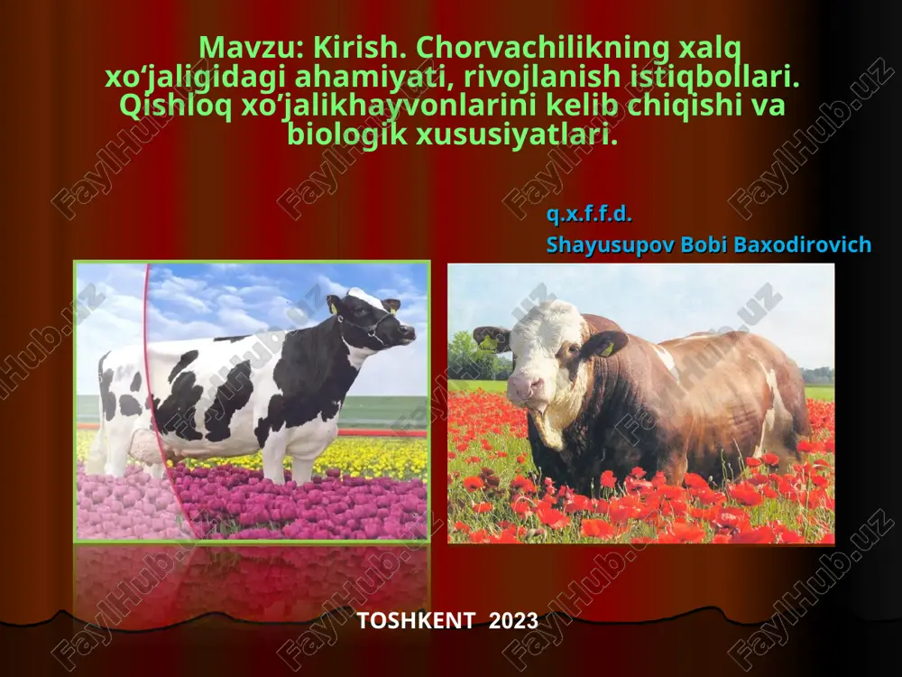 o‘shti 75193 79372 105,6 11,6 6 o‘rdak go‘shti 3584 3780 105,5 0,6 7 g‘oz go‘shti 2236 2377 106,3 0,3 8 kurka go‘shti 5868 6107 104,1 0,9 9 ot go‘shti 745 751 100,1 0,1 10 quyon go‘shti 1775 1842 103,8 0,3 11 buyvol go‘shti 3323 3469 104,4 0,5 12 tuya go‘shti 343 328 85,6 0,05 13 xachir go‘shti 61 63 103,3 0,01 14 yovvoyi hayvonlar go‘shti 2853 3115 109,2 0,5 jami, go‘sht 264763 275572 105,5 40,8 15 sigir suti 565062 578445 102,4 84,5 16 echki suti 14817 15216 102,7 2,2 17 qo‘y suti 9044 9125 100,9 1,3 18 buyvol suti 86574 89227 103,0 13 19 tuya suti 1611 1635 101,5 0,2 sut, jami 675497 692063 102,4 101,1 20 tovuq tuxumi 58738 60609 103,2 8,9 21 boshqa parrandalar tuxumi 4448 4907 110,3 0,7 tuxum, jami 63186 65516 103,7 9,6 bozor iqtisodiyoti sharoitida chorvachilik: a) chorva mahsulotlariga davlat buyurtmalarining bekor qilinishi b) chorva …