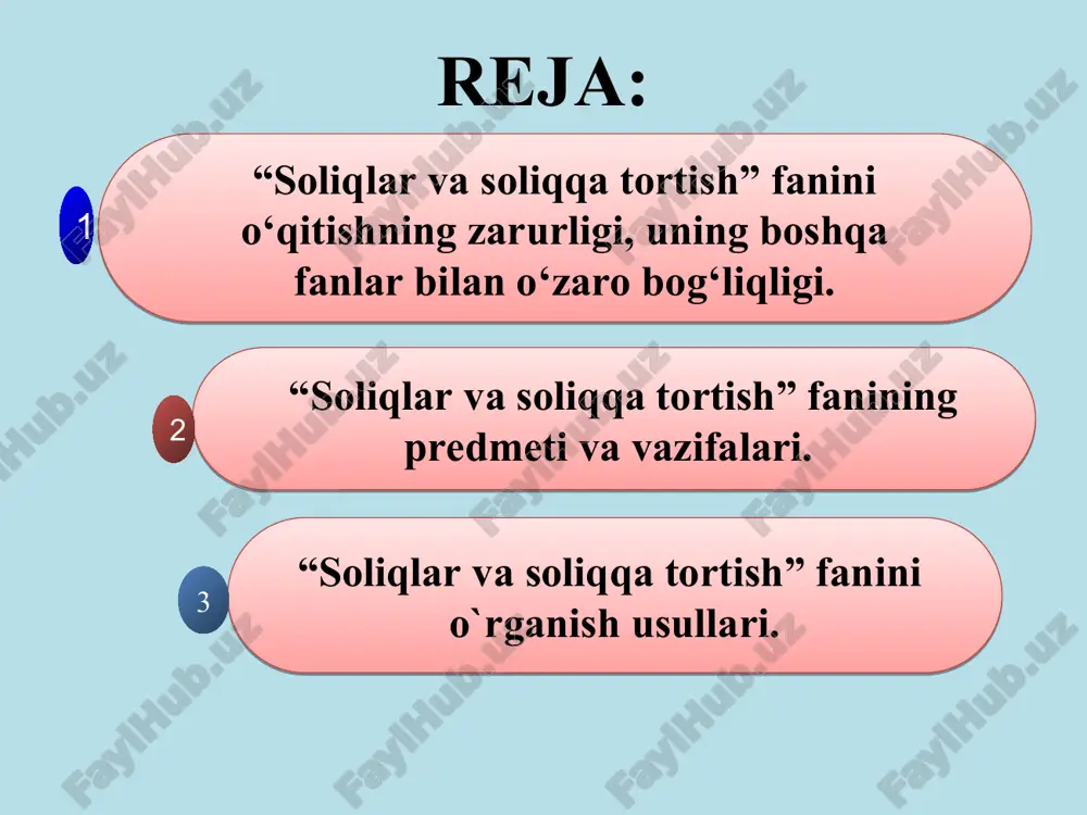 oliqlar yoki yig’imlar jumlasiga kirmaydi. amaliyotda va umuman iqtisodiy fanda soliqlarning mohiyatiga nisbatan turlicha qarashlar mavjud. shu sababli, ushbu kategoriya har bir davlat tomonidan o‘ziga xos tarzda foydalaniladi. davlat asta sekin rivojlanib borishi bilan, uning funktsiyalari ham muvofiq ravishda kengayib boradi. bu esa, soliqlarga nisbatan qo‘yiladigan talabning kuchayishiga olib keladi. shu sababli, soliq tizimi tobora murakkab va ko‘p qirrali bo‘lib boradi. kishilik jamiyati rivojlanishi tarixi shuni ko‘rsatadiki, davlat ma’muriy boshqaruv bilan shug‘ullangan hollarda, uning ehtiyojlari ma’lum darajada saqlanib qoladi, davlatning iqtisodiyotni boshqarish majburiyati paydo bo‘lsa, uning xarajatlari va aholidan olinadigan tushumlari ko‘payadi. bunday holatda, soliqlarning shakllari pang baranglashib boradi. soliqlar va soliqqa tortish soliqlar va soliqqa tortish fanining o‘qitishning zarurligi bozor iqtisodiyoti munosabatlari ichida soliq munosabatlarining ahamiyati o‘sib borayotganligidan kelib chiqadi. soliqlar va soliqqa tortish fani soliq voqe’liklarini (harakatlarini) chuqur o‘rganish asosida zaruriy xulosalar chiqarib, ularni amaliyotga tadbiq etish yo‘llarini o‘rgatadi. soliqlar va soliqqa tortish fanini o‘qitishning zarurligi amaliyotda yo‘ldan …