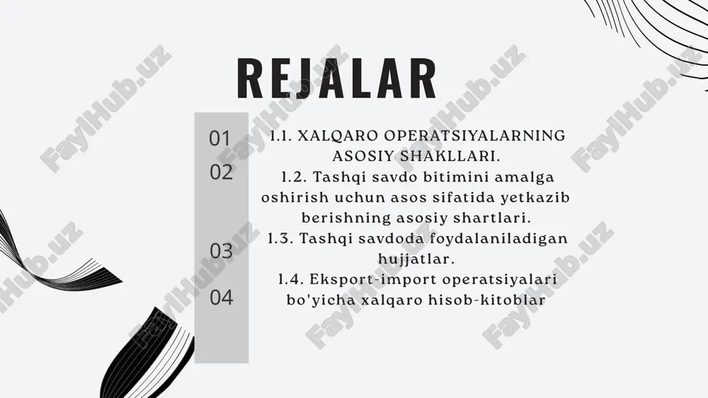 xvfda katta zaxira pozitsiyasiga ega bo’lishi lozim. 2. ushbu valyutada davlatlarning rasmiy xalqaro valyuta zaxiralarining nominali aks etishi kerak. 3. xvf tomonidan ushbu valyutada kreditlar berilishi lozim. 4. rezerv valyuta xalqaro to’lov vositasi vazifasini bajara olishi lozim. 2015 yil 30 noyabrda xvf xitoy yuanini xalqaro rezerv valyuta sifatida tan oldi. chunki, ushbu sanada xvf tomonidan yuanni sdrning valyuta savatiga kiritish to’g’risidagi qaror qabul qilindi. sdr xvfning xalqaro hisob birligi bo’lib, uning qiymati valyuta savati orqali aniqlanadi. valyuta savatining tarkibi har 5 yilda ko’rib chiqiladi. savat tarkibi 2016 yil kuzda ko’rib chiqildi va xitoy yuani sdrning valyuta savatiga beshinchi valyuta bo’lib kirdi. yuanning sdrning valyuta savatidagi ulushi 10,92% qilib belgilandi. 2020-2022 yillarda o‘zbekiston respublikasi tashqi savdo balansi va uning muvozanati (mln. aqsh dollar) yillar eksport import saldo savdo balansi muvozanati 2020 yil 15102,3 21153,8 -6051,5 0,71 2021 yil 16662,8 25507,7 -8844,9 0,65 2022 yil 19309,1 30699,3 -11390,2 0,63 import operatsiyalarining tahlili, …