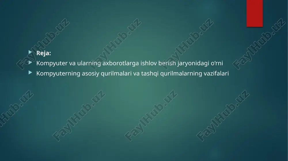un katta ahamiyatga ega. agar ta’lim kognitiv ko‘nikmalarini rivojlantirishga olib kelsa, axborotlar bilimlar to‘plash jarayonining mazmunli jihatini ta’minlash uchun kerak b’ladi. internet va “butun jahon tarmog‘i” barcha ijtimoiy qatlamdagi insonlar uchun birdek axborot izlash kanali bo‘lib xizmat qiladi. 2) ijtimoiy hayotda ishtirok etish yo‘lidagi to‘siqlarni yo‘qotadi. internet tarmog‘i orqali butun dunyo bilan aloqa qilish imkoniyati oxirgi yillarda ko‘plab global fuqarolik tashabbuslarini tarqatishga imkon berdi. misol uchun, ta’lim tizimida qayta aloqani ta’minlash harakati. ) iqtisodiy imkoniyatlarini kengaytirish yo‘lidagi to‘siqlarni yo‘qotadi. axborot-kommunikatsiya texnologiyalar va ular bilan bog‘liq sohalar hamda ta’lim tizimi eng jadal rivojlanayotgan sektorlar hisoblanadi. yangi axborot texnologiyalari axborotlar va aloqadan foydalanish imkoniyatini keskin kengaytiradi. elektron pochta, elektron kutubxonalar – saytlar ta’lim tizimi uchun cheksiz imkoniyatlar beradi, har qanday chegaralarni yo‘qotadi, dunyoning har qanday nuqtasidan o‘quv va ilmiy axborotlarni olish imkonini yaratadi. axborot-tarbiyaviy faoliyat. ta’lim muammosini globalizasiyalashtirish – seminarlar o‘tkazishdan tortib terrorizm va diniy ekstremizim mohiyatini ochib berishgacha – elektron tarmoqlar …