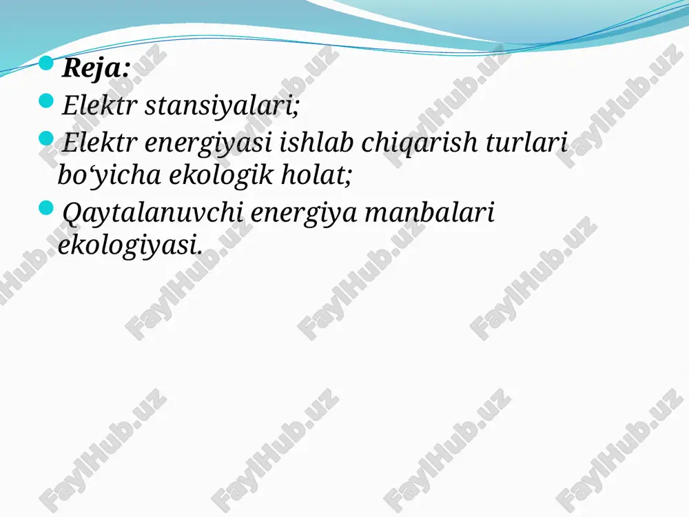 luvchi samarali tizimlarni ishlab chiqish va ulardan foydalanish integratsiyalashgan iqtisodiy va energiya boshqaruv tizimini tashkil etish korxona (tashkilot) xodimlari uchun treninglar o'tkazish, xodimlarni resurslardan samarali foydalanishga va energiya xarajatlarini kamaytirishga undaydigan tizimni yaratish. energiyani boshqarish tizimini joriy etish muhim sarmoyasiz energiya sarfini 1-2 yil ichida 3-5 foizga kamaytirish imkonini beradi. rahmat e'tiboringiz uchun! eshitdim-unitdim, kõrdim-eslab qoldim, bajardim-tushindim. konfutsiy 9 image2.png image3.png image4.png /docprops/thumbnail.jpeg