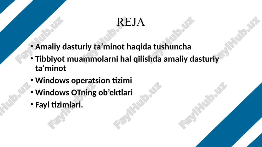 unalar os bilan ishlashga imkon beradi. drayver (ingliz. driver - boshqaruvchi qurilma, haydovchi) - maqsadi biror narsani boshqarish bo’lgan elektr signallarini o’zgartirish uchun mo’ljallangan elektron qurilma. api windows ilovalarni ishlab chiquvchilar uchun interfeys. windows api (inglizcha application programming interface - ilovalarni dasturlash interfeysi) - microsoft korporatsiyasining microsoft windows oilalari operatsion tizimlari ilovalarini dasturlash interfeyslarining bazaviy funksiyalari to’plami. foydalanuvchi ilovalarining windows operatsion tizimi bilan oʻzaro aloqasi uchun toʻgʻridan-toʻgʻri usulni taqdim etadi. 6 yadroning baʼzi funksiyalari: jarayonlarni boshqarish. yadro jarayonlarning ishga tushirilishi, to’xtatilishi, qayta tiklanishi va tugallanishini nazorat qiladi, protsessor vaqtini ular o’rtasida taqsimlaydi va ko’p vazifalarni boshqaradi. xotirani boshqarish. yadro operativ xotirani taqsimlash va bo’shatish, virtual xotira va xotirani himoya qilish uchun javob beradi. qurilmalarni boshqarish. yadro disklar, printerlar, videokartalar va tarmoqlar kabi ulangan qurilmalarni boshqarish uchun drayverlar bilan hamkorlik qiladi. fayl tizimi. yadro fayl tizimi bilan ishlash, fayllarga kirishni boshqarish va ularni oʻqish va yozishni taʼminlaydi. xavfsizlik va foydalanish huquqlarini …
