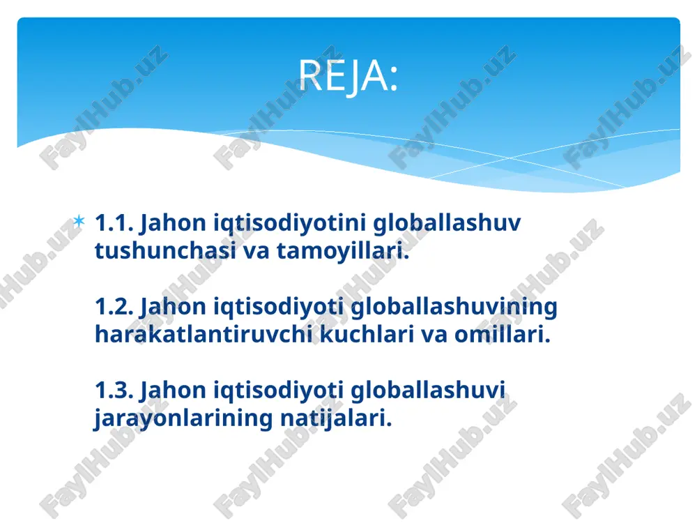 nalidagi ko’p millatli korporatsiyalar tomonidan ishlab chiqarilgan alohida mahsulotlar uchun bozorlarni birlashtirish jarayonini tasvirlab bergan maqolasida qo’llanilgan. 1985-yilda r>robertson globallashuv atamasini maqolalardan biriga sarvlaha sifatida qo’yadi va uni batafsil talqin qiladi. r>robertsonning ta’rifiga ko’ra, globallashuv alohida mamlakatlarda ijtimoiy haqiqatga xalqaro ahamiyatga ega bo’lgan turli omillar (masalan, yaqin iqtisodiy va siyosiy aloqalar, madaniy va axborot almashuvi) ta’sirini oshirish jarayonidir. bugungi kungacha bu atama ma’no mundarijasi ko’p manbalarda r>robertsonning ta’rifi asosida tushuntiriladi. chunki globallashuv o’z mohiyatiga ko’ra iqtisodiy, siyosiy, axborot va ijtimoiy sohalarni qamrab oladi. mavjud adabiyotlarda “globallashuv” tushunchasining mohiyatini quyidagicha talqin etish mumkin: “globallashuv (lotincha “globus” – shar) – nazariya va siyosatdagi dunyoning ajralmas iqtisodiy, ijtimoiy-madaniy va siyosiy yagona tizim sifatida shakllanishi, tashkil topishi, faoliyat ko’rsatishi va rivojlanishi asosidagi yondashuv tamoyilidir”. hozirgi kunda globallashuv atamasining talqinida 3 xil yondashuv mavjud: 1. fan nuqtai nazaridan olingan tor doiradagi yondashuv. bir qator tadqiqotchilar globallashuvni 90-yillarning boshidan to hozirgi kunga qadar yangi kompanentlar va …