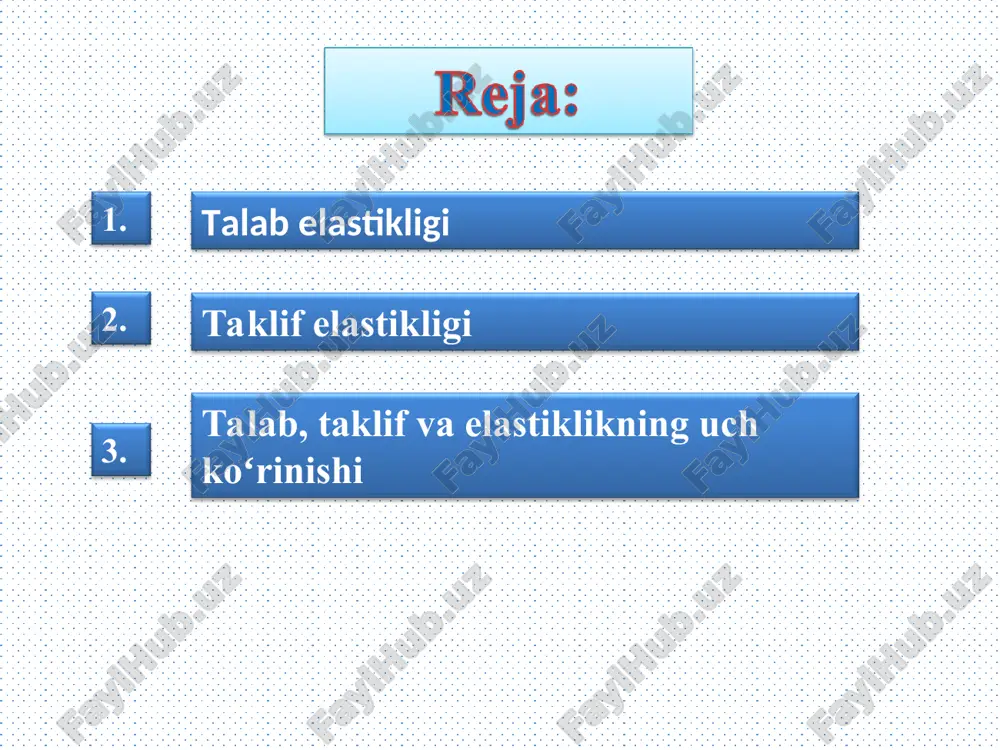 tik talabdir. shifokor koʻrigining narxi oshgani bilan insonlar shifokor qabuliga yozilishni kamaytirishmaydi, hatto kamroq borishi mumkin boʻlsa ham. bunga teskari ravishda talab qilinadigan qayiqlar miqdorining kamaytirishga olib keladi. bunga sabab koʻpchilik odamlar shifokor qabuliga muhimlik sifatida qayiqlarni esa qulay hayot kechirish sifatida baholaydi albatta. tovar muhimlik yoki qulaylik sifatida baholanishi nafaqat tovarning vaqtinchalik ma’lumotiga, balki sotuvchining afzalliklariga ham bogʻliq. bunga ahamiyat bermaydigan qiziquvchi dengiz suzuvchisi uchun qayiqlar noelastik, doctor uchun qulaylik va elastik talab boʻladi. elastiklik – talab qilinadigan yoki taklif qilinadigan miqdorning uning omillaridan biriga ta’sirining oʻlchovi. talabning narx elastikligi – tovarning talab qilinadigan miqdori, shu tovarning narxiga qay darajada ta’sir qilishini oʻlchaydi va talab qilinadigan miqdorning oʻzgarish foizi narxning oʻzgarish foiziga nisbati bilan aniqlanadi. talabning narx elastikligi va uning aniqlovchilari tovar narxining pasayishi unga boʻlgan talabni oshiradi. bu talab qonunidir. talabning narx elastikligi narx oʻzgarganda talab qanday oʻzgarishini ifodalaydi. biron-bir mahsulotga boʻlgan talab elastik deb yuritiladi, agar talab …