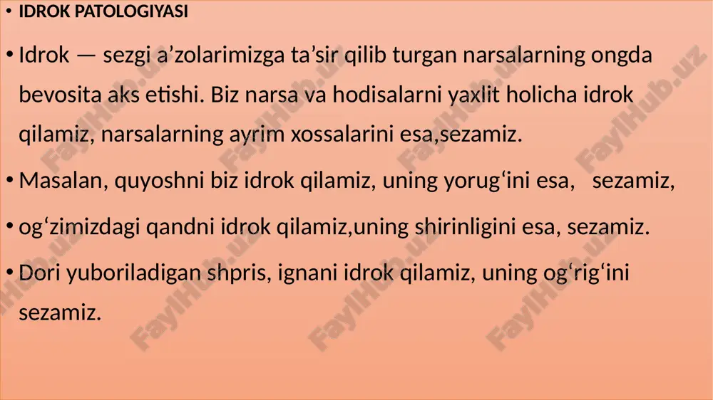 va boshqa biologik omillarga bog‘liq bo‘lishi mumkin. 1. qisqa muddatli xotira buzilishi: bu xotira turidagi buzilishlar, ma'lumotlarni qisqa vaqt davomida saqlashda qiyinchilik tug‘diradi. bunday buzilishlar ko‘pincha stress, uyqu yetishmasligi yoki kuchli emotsiyalar bilan bog‘liq bo‘lishi mumkin. 2. uzoq muddatli xotira buzilishi: uzoq muddatli xotira buzilishi, eslab qolgan ma'lumotlarning uzoq muddatda saqlanishida qiyinchilik tug‘diradi. bunday buzilishlar, asosan, miya kasalliklari, travmalar yoki neyrodegenerativ kasalliklar bilan bog‘liq. 3. ishchi xotira buzilishi: ishchi xotira odamga hozirgi paytdagi vazifalar, masalalarni hal qilish va qarorlar qabul qilishda yordam beradi. agar bu xotira buzilsa, odam murakkab vazifalarni bajarishda qiyinchilikka duch keladi. xotira kasalliklari 1. altsgeymer kasalligi: altsgeymer kasalligi — bu neyrodegenerativ kasallik bo‘lib, u asosan yoshi kattalardagi insonlarda uchraydi. bu kasallik xotira, fikrlash va boshqa kognitiv funktsiyalarni asta-sekin yomonlashtiradi. altsgeymerning dastlabki bosqichida, odam qisqa muddatli xotira va yangiliklarni eslab qolishda qiyinchilikka duch keladi, keyinchalik esa uzoq muddatli xotira, ijtimoiy munosabatlar va o‘z-o‘zini boshqarish yo‘qoladi 2. amneziya: amneziya …