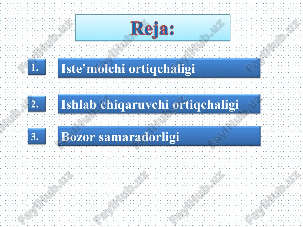 qchaligini oshiradi albom miqdoåi talab egri chizigʻi va iste’molchi ortiqchaligini hisoblash albom miqdori albom narxi albom narxi jonning iste’mol ortiqchaligi (20$) (a) narx=80$ (b) narx=r0$ jonning iste’mol ortiqchaligi (30$) paulning iste’mol ortiqchaligi (10$) umumiy isteʼmol ortiqchaligi (40$) (a) rasmda tovar narxi 80$ va iste’molchi ortiqchaligi 20$. (b) rasmda tovar narxi 70$ va iste’molchi ortiqchaligi 40$. iste’molchi ortiqchaligi nimani oʻlchaydi? iste’molchi ortiqchaligi tushunchasini rivojlantirishdan maqsad bozor talabgorlari haqida toʻgʻri xulosaga kelishdan iborat. hozirda siz iste’molchi ortiqchaligi nimaligini tushundingiz va uni biz farovonlikning yaxshi oʻlchovi sifatida qabul qilamiz. tasavvur qilingki, siz yaxshi iqtisodiy tizimni yaratayotgan siyosatchisiz. iste’molchi ortiqchaligiga ahamiyat berarmidingiz? iste’molchi ortiqchaligi bu xaridorlar tovar uchun toʻlashni xohlagan miqdordan ularning tovar uchun toʻlaydigan haqiqiy narxning ayirmasi xaridorlarning oʻzlari qabul qilgan tovardan olgan foydani oʻlchaydi. iste’molchi ortiqchaligi, agar islohotchilar xaridorning foydasini hisobga olishi iqtisodiy farovonlikning eng yaxshi oʻlchovi boʻladi. ba’zi hollarda islohotchilar iste’molchi ortiqchaligi haqida oʻylamasliklari mumkin, chunki ular xaridorlarni sotib olishga undaydigan …