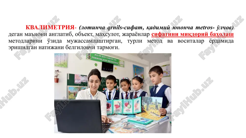 bo'yicha so'rovnoma № so'rovnoma ha (mavjud) 5 ball yo'q (mavjud emas) 0 ball 11 sport bo'yicha sovrindor o'quvchilar soni 12 san'at bo'yicha sovrindor o'quvchilar soni 13 iqtidorli o'quvchilar to'garagiga muntazam ishtirok etuvchilar soni 14 ota-onasi o'qituvchi bo'lgan o'quvchilar soni 15 respublika , viloyat va tuman konferentsiya, seminar va master klasslarda ishtirok etgan o'quvchilar soni 16 o'qituvchilarning xorijiy tillarni bilish darajasi 17 otmlarga ekskursiyaga chiqib keladigan o'quvchilar soni 18 shaxsiy kompyuteri mavjud o'qituvchlar soni 19 shaxsiy kompyuteri mavjud o'quvchilar soni 20 har kuni o'z ustida 2 soatdan ortiq ishlaydigan o'quvchilar soni maktabda ta'lim sifatini o'rganish bo'yicha so'rovnoma № so'rovnoma ha (mavjud) 5 ball yo'q (mavjud emas) 0 ball 21 ielts/toefl sertifikati bor o'quvchilar soni 22 xorijiy grantlarda ishtirok etgan o'qituvchilar soni 23 sport zali mavjudmi 24 faollar zali mavjudmi 25 musiqa asboblari bilan ta'minlanganmi 26 rasmiy veb sayti mavjudmi 27 pisa test mohiyatini tushunadigan o'qituvchilar soni 28 pisa test mohiyatini tushunadigan …
