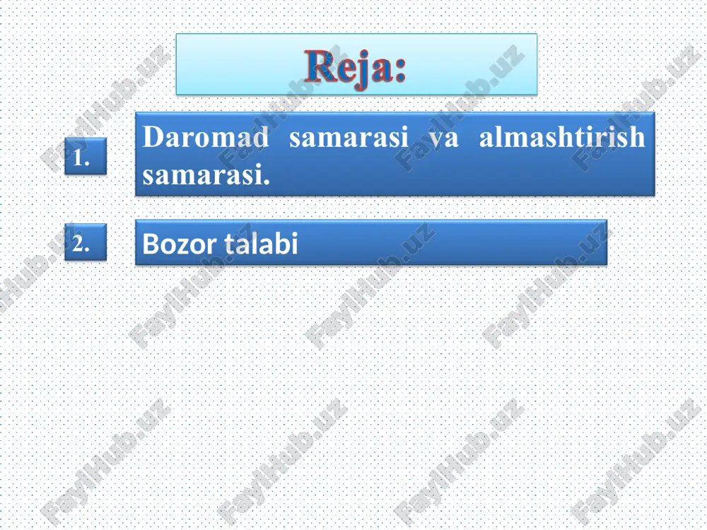 aromad-iste’mol” chizigʻi koordinata boshidan burchak ostidagi toʻgʻri chiziqdan iborat boʻlsa, daromadning oʻsishi, iste’molchining iste’mol qiladigan ne’matlari bir xil proporsiyada oʻsadi. agar iste’molchi ne’matlarni har xil proporsiyada xarid qilsa, chizigʻining yotiqligi oʻzgaradi. 2-rasmda tovarlar sotib olish boshida tez sur’atda oʻsadi, keyinchalik tovarni sotib olish, tovarga nisbatan oshib boradi. gorizontal oʻq boʻyicha iste’molchi daromadi r ordinata oʻqi boʻyicha - sotib olinadigan tovarlar miqdori q belgilangan. 2-rasm. engel egri chiziqlari. iste’molchi ehtiyoji birinchi navbatda oziq-ovqat mahsulotlari bilan toʻyinadi (q1- oziq-ovqat mahsulotlari), keyin standart sifatli sanoat mahsulotlari (q2) bilan va nihoyat, oliy sifatli tovarlar va xizmatlar (q3) bilan. bulardan tashqari, oliy sifatli tovarlar va xizmatlarga oʻtganda ham, standart sifatli sanoat mahsulotlariga talabning yangi sakrash qonuniyati kuzatilgan. q3 q q2 q1 r 3-rasm. “narx-iste’mol” (a) va talab chizigʻi (b). “narx-iste’mol” chizigʻi. yuqorida “daromad-iste’mol” chizigʻi qaralganda, ne’matlar narxi oʻzgarmaydi, deb qabul qilingan edi. endi daromadni oʻzgarmas, deb qaraymiz va ne’matlardan bittasini, masalan, ne’matning narxini oʻzgaruvchan deb …