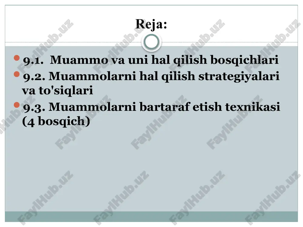aratish, maqsadga alternativalarni topishga qaratilgan; turli xil imkoniyatlarni topishdan manfaatdor. baholash yoki qaror qabul qilishdan manfaatdor; g’oyani himoya qilishni yoqtirmaydi, hatto u haqiqat bo’lsa ham. ushbu g’oya hali ham takomillashtirilmagan deb taxmin qilinadi; yaxshi g’oya yaratish imkoniyatiga ega bo’lish uchun bunday yaxshi g’oyani topishga qiziqish bildiradi; hech qachon hukm qilinmaydi. qat’iylikni noto’g’ri deb hisoblaydi. lateral fikrlash ongning axborotlar bilan muomalasi bilan bevosita bog’liqdir; qadimgi g’oyalar, yangi g’oyalar va tushunchalarni yaratish turlarini o’zgartirish yoki konsepsiya qamoqxonalaridan chiqish bilan bog'liq kreativlik bilan chambarchas bog’liq. garchi ijodkorlik ko’pincha natija tavsifiga ega bo’lsa-da, lateral fikrlash jarayonning tavsifidir. vertikal va lateral fikrlashning o’ziga xos namunasi xulosa e’tiboringiz uchun tashakkur!!! image3.jpeg image4.jpeg image5.png image6.jpeg image7.png image8.png image9.jpeg image10.jpeg /docprops/thumbnail.jpeg