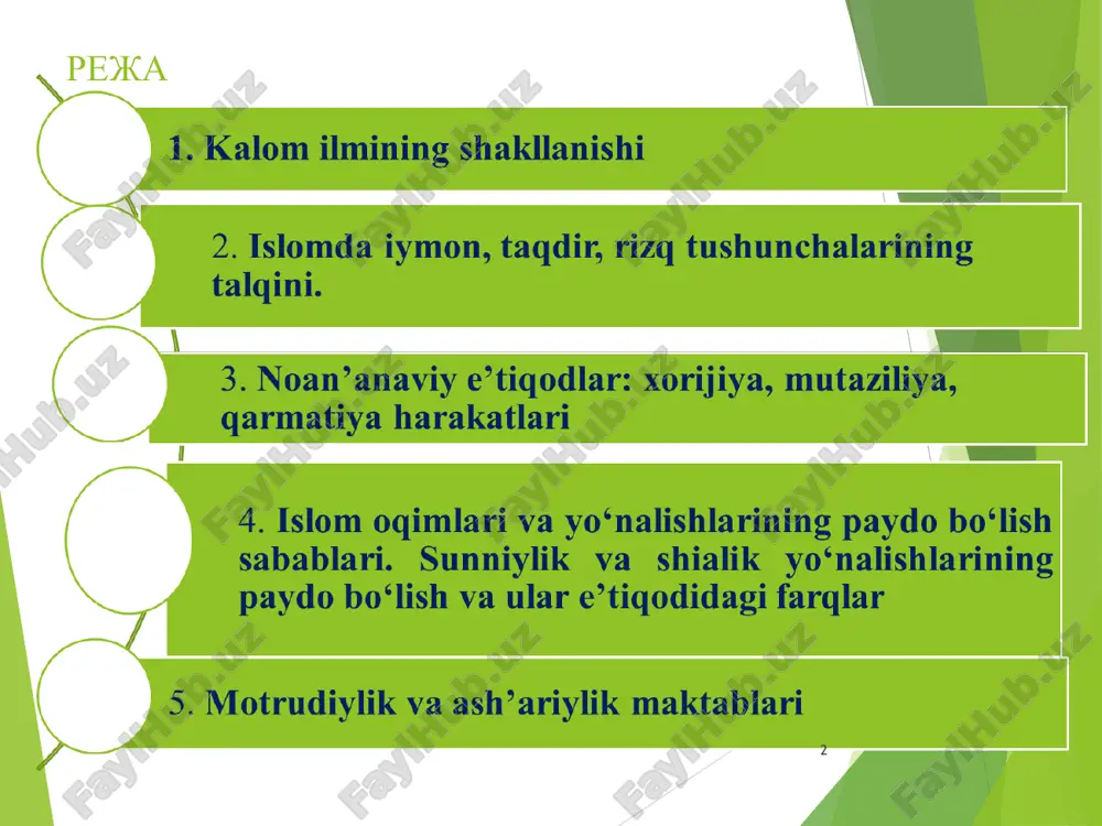 al boshqa adashgan firqalarning aqidadagi fikr va qarashlarini ifodalab, keyin o‘zining (moturidiya) aqidasini bayon qilib va uni isbotlagan, keyin ularning gaplari asossiz ekanligini o‘z raddiyalarida birma-bir keltirib o‘tgan. abul barakot nasafiyning tafsir ilmi bo‘yicha ahli ilm orasida “tafsir an-nasafiy” nomi bilan mashhur bo‘lgan va hanafiy mazha- biga muvofiq bitilgan “madorik at-tanzil va haqoiq at-ta’vil” (“qur’on ma’nolari va ta’vil haqiqatlari”) kitobi hanafiy mazhabiga binoan yozilgan, undagi oyatlar aynan moturidiya ta’limotiga binoan bayon etilib, o‘sha davrning ilm markazlari buxoro va samarqandning olimlari fikrlari bilan boyitilgandir.eng kalom ilmi dastlab islomdagi turli diniy- siyosiy firqalar xususan, xavorijlar, qadariylar, jabariylar, murjiylar kabi yo‘nalishlar, mazdakiylik, nasroniylik kabi boshqa din vakillar bilan baxs jarayonida shakllangan bo‘lib, dastlab kalom ilmi bilan shug‘illangan mutakal- limlar, qur’on va sunnaga tayanib dalillar keltirgan. sunniy e’tiqoddagi ikki yirik oqim- lardan biri hisoblangan moturidiy maktabi asoschisi abu mansur muhammad ibn muhammad ibn mahmud al-hanafiy al-moturidiy as-samarqandiy bo‘lib, uning taxallusi o‘zi yashagan qishloqqa nisbat …