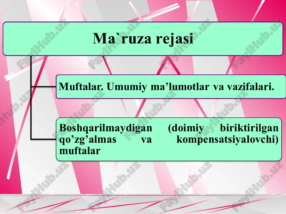 as qilib biriktirilishini ta’minlaydi. bu muftalar vallarni tayyorlash va yig‘ishdagi xato va noaniqliklar ta’sirini kamaytirmaydi, shu sababli vallarni aniq markazlashtirish talab etiladi. vtulkali mufta qo‘zg‘almas muftalarning eng sodda turi hisoblanadi. vtulka val bilan shtiftli (3, a-rasm), shponkali (3, b-rasm) yoki tish (shlitsa)li birikma yordamida biriktiriladi. vtulkali muftalar vallarining diametri 60-70 mm gacha bo‘lgan yengil mashinalarda qo‘llaniladi. ular sodda tuzilishi va kichik gabaritlari bilan ajralib turadi. vtulkali muftalarning og‘ir mashinalarda qo‘llanilishi agregat vallarini yig‘ish va ajratishda o‘q bo‘yicha surishlarning qiyinligi tufayli cheklanadi. muftaning mustahkamligi shtiftli, shponkali yoki shlitsali birikmaning hamda vtulkaning mustahkamligi bilan aniqlanadi. 3-rasm. vtulkali muftalar: a – shtiftli birikmali; b – shponkali birikmali mufta elementlarining mustahkamligi bir xil bo‘lishi uchun o‘lchamlarni tanlashda quyidagi tavsiyalarga amal qilish zarur hisoblanadi: (odatda, kichik muftalar uchun 0,3, kattalari uchun 0,25 olinadi). stanoksozlikda foydalanadigan vtulkali muftalarni 35 yoki 45 markali po‘latlardan, dv>80 mm bo‘lganda esa cho‘yandan tayyorlash tavsiya etiladi. ajraluvchi sirtlari va o‘qiga tik …
