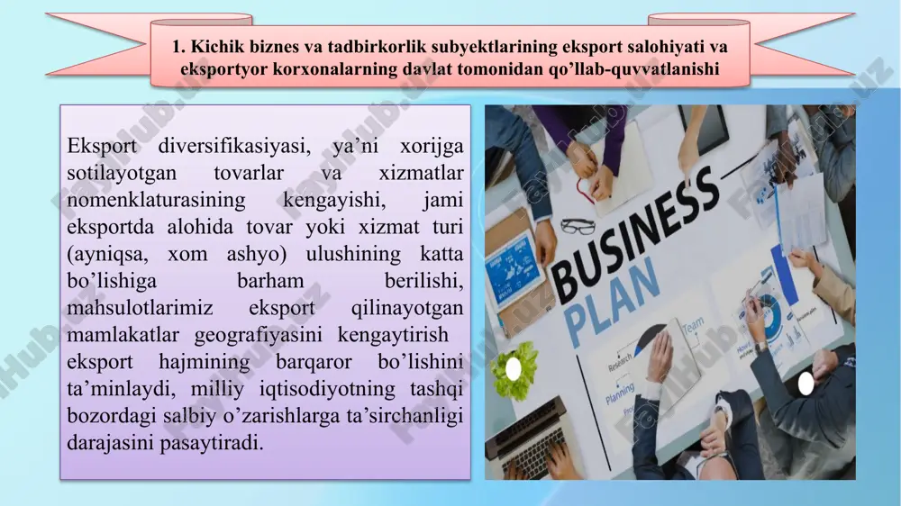 birinchi prezidentining 2014 yil 7 apreldagi pf-4609-son “o’zbekiston respublikasida investisiya iqlimi va ishbilarmonlik muhitini yanada takomillashtirishga doir qo’shimcha chora-tadbirlar to’g’risida"gi farmoniga muvofiq, sanoatning sermehnat tarmoqlari bo’lmish oziq-ovqat sanoati, yengil sanoat va qurilish materiallari sanoati tarmoqlarida kichik korxonalar xodimlarining o’rtacha yillik cheklangan soni 200 kishigacha oshirilganligi mazkur tarmoqlarda faoliyat yuritayotgan kichik biznes subyektlari sonining ko’payishiga imkoniyat yaratib berayotganligini alohida qayd etish zarur. 2021 yilda hududlar bo’yicha kichik biznes va xususiy tadbirkorlikning sanoatdagi ulushi bo’yicha eng yuqori ko’rsatkich jizzax 52,4 foizni tashkil etgan. shuningdek, surxondaryo viloyatida bu ko’rsatkich 51,4 foizni va farg’ona 45,8 samarqand viloyatida 42,5 foizni tashkil etgan. mazkur ko’rsatkich bo’yicha o’rta darajada bo’lgan andijon, xorazm, sirdaryo, buxoro, va qashqadaryo surxondaryo viloyatlari 39-26 foiz oralig’idagi ko’rsatkichlarni qayd etgan. toshkent viloyatida bu ko’rsatkich 17,3 foizni, xorazm viloyatida 22,0 foizni, qoraqalpog’iston respublikasida 22,4 foizni va navoiy viloyatida 6,9 foizni tashkil etib, past darajani qayd etgan (2- rasm). 2-rasm.2021-yilda sanoat mahsulotidagi kichik tadbirkorlikning hududlar …