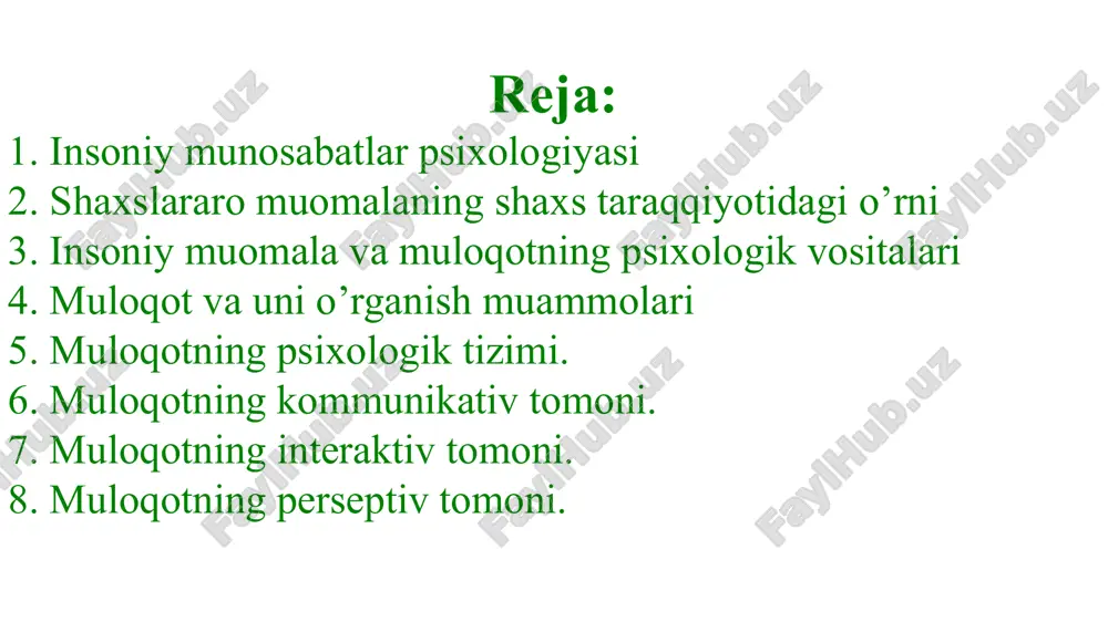 olari o’rtasida emas, uning ayrim a’zolari o’rtasida bo’lishi mumkin (ona-bola, qaynona-kelin va h.k). o’zaro munosabatlarga kirishayotgan tomonlar munosabatdan ko’zlaydigan asosiy maqsadlari — o’zaro til topishish, bir-birini tushunishdir. bu jarayonning murakkabligi, kerak bo’lsa, «jozibasi», betakrorligi shundaki, o’zaro bir xil til topishish yoki tomonlarning aynan bir xil o’ylashlari va gapirishlari mumkin emas. agar ana shunday vaziyatni tasavvur qiladigan bo’lsak, bunday muloqot eng samarasiz, eng beta’sir bo’lgan bo’lar edi. masalan, tasavvur qiling, uzoq vaqt ko’rishmay qolgan do’stingizni ko’rib qoldingiz. siz undan hol-ahvol so’radingiz, lekin u tashabbusni sizga berib, nimaiki demang, sizni ma’qullab, gapingizni qaytarib turibdi. bunday muloqat juda bemaza bo’lgan va siz ikkinchi marta o’sha odam bilan iloji boricha rasman salom-alikni bajo keltirib o’tib ketavergan bo’lardingiz. ya’ni, muloqot faoliyati shunday shart-sharoitki, unda har bir shaxsning individualligi, betakrorligi, bilimlar va tasavvurlarning xilma-xilligi namoyon bo’ladi va shunisi bilan u insoniyatni asrlar davomida o’ziga jalb etadi. har qanday faoliyatdan zerikish, charchash mumkin, faqat odam muloqotdan, ayniqsa, …