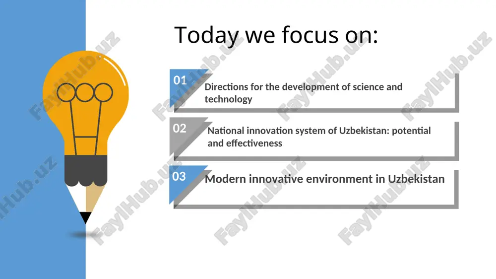 us dollars for a period of 25 years, including a 5-year grace period. for the preparation of the project, it was approved to be allocated as a loan equivalent to 1.9 million us dollars within the framework of the agreement to be signed separately between uzbekistan and the world bank; * increasing innovative potential, developing small enterprisesrelated to world experience shows that small enterprises are bigcreates 4 times more innovations than enterprises for every dollar invested in scientific research, small innovative enterprises create 2.5 times more products * it is important to use the following indicators when evaluating innovative potential in enterprises: scientific and technical potential (number of employees with academic degrees, number of rationalization proposals per employee, number of patents, etc.) commercialization indicators (produced productthe share of new products in volume, the number of license agreements, etc the duration of the work being performed (the size of the innovation …