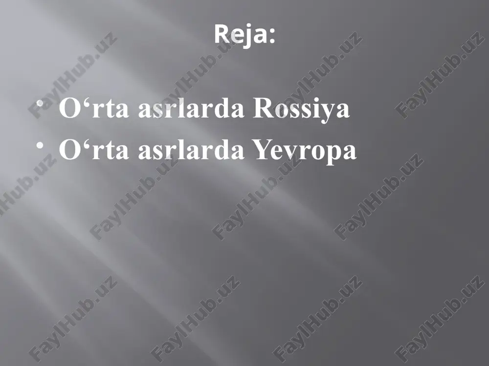 harlar vujudga kelib, o’sha davrlardagi ijtimiy iqtisodiy taraqqiyot to’g’risida ma’lumotlar berdi. lekin x asrdan boshlab rus madaniyati to’g’risida ma’lumotni ko’proq yozma manbalardan olinadi xiii asrda mo’g’ullarning istilosi rusni madaniy va iqtisodiy jihatdan tushkunlikka tushirib qo’yadi. ilgarigi hunarmandchilik turlari yo’qolib ketadi. rossiya davlatining poytaxti moskva shahri qadimgi yilnomalarda 1147 yildan boshlab tilga olinadi. u suzdal knyazligini chegara hududidagi shaharcha bo’lgan. bu erda knyaz yuriy dolgorukiy 1156 yilda kremlni dastlab yog’ochdan qurdiradi. bu kremlning izlari bizgacha saqlanib qolmagan. mo’g’ullar bosqinidan keyin, xiy asr boshlariga kelib, moskva yirik rus shahriga aylanadi. shu davrda ivan kalita 1339 yilda kremlni dubdan bino qildiradi. arxeologik tadqiqotlar natijasida qal’a devori aniqlandi. 1367 yilda dmitriy donskiy mo’g’ullarga qarshi qattiq turish uchun kremlni birinchi marta oq toshdan qurdiradi. uning maydoni xozirgi kremlga deyarli teng bo’lgan. uni “oqtosh shahar (belokamennaya)” deb atashgan. o’sha davrdan kreml yonida qurilgan cherkov va zvenigorod, troica–sergievo monastirlar saqlanib qolgan. o‘rta asrlarda yevropa xududlarida tarqalgan xristian …