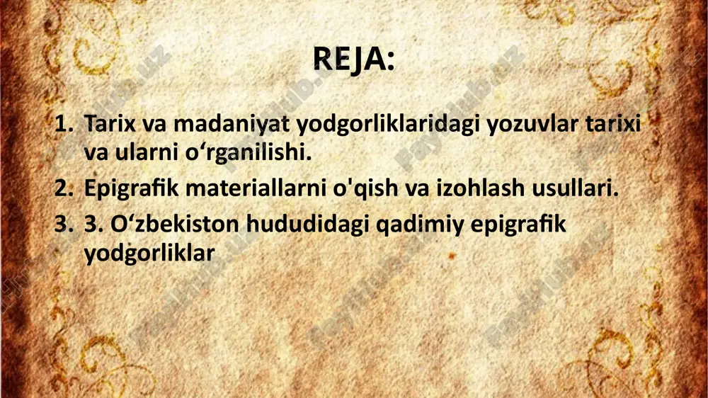 fi, kotorie bili rasshifrovani v xix v. blagodarya nadpisyam udalos raskrit mnojestvo faktov, o kotorix drevnie avtori nichego ili pochti nichego ne soobshali. naprimer, v afinax soxranilsya tseliy arxiv ofitsialnix nadpisey. eto i spiski dani afinskix soyuznikov, i arxiv morskogo arsenala, i inventarnie zapisi xramov, i mnogoe drugoe. po nim vidna vnutrennyaya i vneshnyaya politika afin. to je mojno skazat i o latinskix nadpisyax — posvyatitelnix, pochetnix, monumentalnix, obixodnix. mnojestvo pochetnix nadpisey visekali v chest imperatorov, no esli potom imperatora svergali ili ubivali i ob'yavlyali vragom, to ego imya v nadpisi unichtojalos. tak postupili s kaliguloy i neronom. deystvitelno, starinnie nadpisi bestsenni dlya istorikov. spasibo za vnimanie! image2.jpeg image3.jpeg image4.jpeg image5.jpeg image6.jpeg image1.png /docprops/thumbnail.jpeg