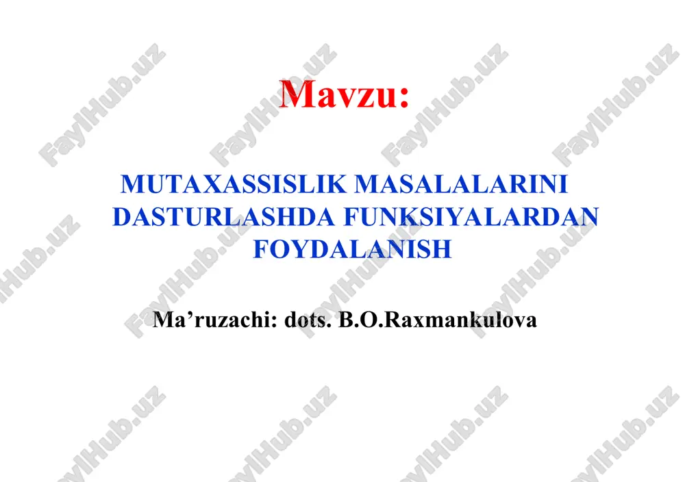 gan tavsiflar va operatorlar ketma-ketligidir. umuman olganda, funksiyalar dasturchiga murakkab dasturni soddaroq bo’laklarga bo’lish hamda har bir bo’lakni bir-biridan ajralgan holda tuzish imkoniyatini beradi. shu yol bilan dasturchi o’z ishini birmuncha osonlashtiradi. ba’zi bir hollarda ma’no jihatdan bir xil, ammo funksiyaga beriladigan qiymatlar turlari bir-biridan farqli bo’lgan bir nechta funksiya tuzishga to’g’ri kelishi mumkin. bu kabi holatlarda dasturchilar ishini engillashtirish maqsadida c++ dasturlash tilida andazalar qo’llash usuli kiritilgandir. standart andozalar kutubxonasi standart template library(qisqacha, stl) - standart andozalar kutubxonasi bo’lib, u konteynerlar, iteratorlar va algoritmlarni o’z ichiga oladi. konteynerlar – bir xil turdagi qiymatlarni o’zida saqlaydigan maxsus tuzilma bo’lib, o’zida saqlayotgan qiymatlar ustida o’ziga xos amallar bajarish, tayyor algoritmlardan foydalanish imkoniyatini beradi. har bir konteyner o’zida a’zo funksiyalarini saqlaydi. iteratorlar – konteyner elementlariga murojaat qilish uchun foydalaniladigan tuzilmalar. iteratorlar standart kutubxonasida e’lon qilingan bo’lib, ular ustida quyidagi amallarni bajarish mumkin: iteratorlarni taqqoslash: == va != operatorlari yordamida; keyingi iteratorga o’tish: …