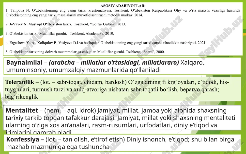 ston respublikasining konstitutsiyasining 8-moddasida «o‘zbekiston xalqini, millatidan qat’i nazar o‘zbekiston respublikasining fuqarolari tashkil etadi», degan muhim qoida belgilanb qo‘yilgan (eski va yangi tahrirda) bugun o‘zbekistonda 138 ta milliy-madaniy markazlar millatlararo totuvlik g‘oyasini hayotga tatbiq etmoqda ruslarning «maslennitsa», tatar-boshqirdlarining «sabanto‘y», uyg‘urlarning «sayil» bayramlari, xitoylarning «chunuze» bayramlari nishonlanmoqda o‘zbekiston aholisining 80 % ini o‘zbek, 4,9 % ini tojik, 3,8 % ini rus, 3,6 % ini qozoq va 7,7 % ini boshqa turli millatlarga mansub kishilar tashkil etadi o‘zbekistonda yashovchi turli millat vakillarining madaniy ehtiyojlarini qondirish uchun milliy-madaniy markazlari (mmm) faoliyat yuritadi. dastlabki milliy-madaniy markazlar koreyslar, qozoqlar, yahudiylar, armanlar tomonidan respublika viloyatlarida 1989-yilda tashkil etilgan 1992-yilda 10 ta milliy-madaniy markazlar ish olib borgan bo‘lsa, 2019-yil kelib esa, mamlakatda 138 ta milliy-madaniyat markazlari faoliyat yuritmoqda respublika baynalmilal madaniyat markazi, turli davlat va jamoat tashkilotlari hamda ijodiy uyushmalar bilan hamkorlikda mamlakatda fuqarolar hamjihatligi va millatlararo totuvlikni mustahkamlashga ko‘maklashish milliy madaniyat markazlarning asosiy vazifalaridir 1992-yil tashkil …