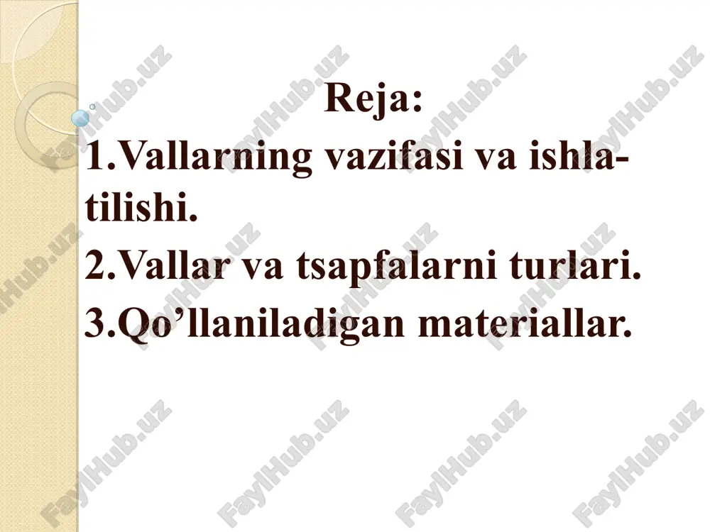 sxemasidan va buralishdagi kuchlanish buyicha statik mustaxkamlik shartidan kelib chiqqan xolda eng kichik kesimdagi val diametri, konstruktiv va texnologik muloxazalardan kelib chiqib esa val pog’onalari diametri aniqlanadi. tekshiruv (aniqlashtirilgan) xisob, bunda val konsruktsiyasi va uning uzunligi buyicha yuklanishlar taqsimoti taqqoslab turib val xavfli kesimlaridagi toliqishga mustaxkamlikning extiyet koffitsiyenti xisoblanadi. loyixaviy (takribiy) xisob kamaytirilgan ruxsat etilgan burovchi kuchlanish [ ] lar buyicha buralishga xisoblab, valdagi aylantiruvchi moment uzatuvchi yoki qabul qiluvchi eng kichik kesimi diametrining takribiy kiymati aniklanadi. vallarning tekshiruv (aniqlashtirilgan) xisob. valga o’rnatilgan (tishli va chervyakli gildiraklar, shkiv mufta va shunga uxshash) detallar ta’sirida xosil bo’ladigan radial va o’q buylab zo’riqishlar va tayanch reaktsiyalari, shuningdek kuchlar quyilgan teksiliklar orasidagi masofani ko’rsatuvchi o’q bo’ylab o’lchamlar valning aniqlashtirilgan xisobini bajarishda birlamchi ma’lumotlar xisoblanadi. valga o’rnatilgan detallarga ta’sir kiluvchi kuchlar val o’qiga ko’chiriladi, xisobiy sxemaning esa 2ta proyektsiyasi (vertikal va gorizontal tekisliklaridagi) keltiriladi. yz va xz teksiliklardagi val kesimlarida eguvchi momentlar epyurasi quriladi. …