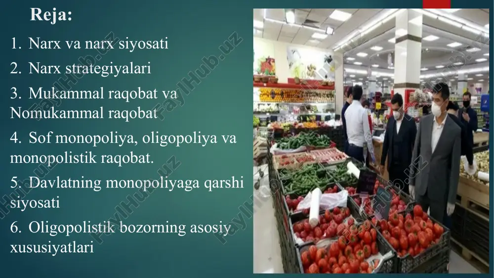ydi. uzoq vaqt davomida bizning iqtisodiyotimizda barqaror narxlar holatini haqiqatda tovar va xizmatlar bilan ijtimoiy ta’minlash belgilaydi, degan fikr hukmron edi. marketing — miks ichida mahsulot narxiga katta vazifa yuklanadi faqat narxgina xaridorning iqtisodiy “qurbonligi” (aniq bir mahsulot sotib olish bilan bog‘liq bo‘lgan va boshqa mahsulotlardan voz kechish) ni belgilaydi. xaridor uchun narx bu “qurbonlik” hisoblanadi. uni xaridor biron bir foyda yoki nafliligiga ega bo‘lish uchun to‘laydi. biron bir mahsulot uchun yuqori narx to‘lash xaridor uchun boshqa biron bir mahsulotdan voz kechishni bildiradi. shuning uchun u sotuvchi taklif qilgan narxni mahsulot nafliligi bilan va boshqa alternativ mahsulotlar narxi bilan solishtiradi. shunday qilib, har xil xaridorlar uchun mahsulot nafliligi bo‘lishi bizni bozor segmentatsiyasiga va har xil narxlarga olib keladi. xaridorlarning talablari, raqobatchilar tomonidan mahsulotlar doimo o‘zgarib turishini inobatga olgan holda muntazam ravishda narxlarni qayta ko‘rib chiqib turish lozim. marketing — miks kompleksidagi narxning o‘rni mahsulot mahsulotning xaridor uchun qadri narx kommunikatsiya …