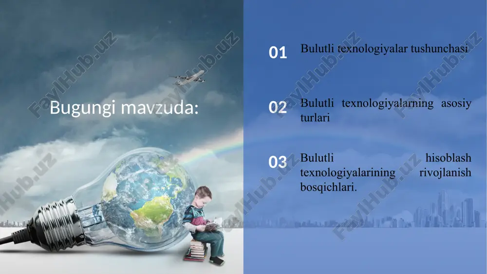 flamasdan avtomatik rejimda taqdim etilishi, kengaytirilishi yoki shartnoma tuzilishi mumkin bulutli hisoblash texnologiyalari qo‘llanilish sohasiga ko‘ra turlari ommaviy gibrid xususiy jamoaviy keng jamoatchilik tomonidan, ya’ni ko‘p foydalanuvchilar birgalikda erkin foydalanish uchun mo‘ljallangan infratuzilma.bunday bulut foydalanuvchilari bulutdagi ma’lumotlarni boshqarish yoki unga xizmat ko‘rsatish imkoniyatiga ega bo‘lmaydi, barcha mac’uliyat bulut egasiga yuklatiladi. foydalanuvchi esa foydalanayotgan resurslari uchun haq to‘laydi. ushbu turdagi bulut xizmatlarini taklif etuvchi tizimlar: amazon elastic compute cloud (ec2), ibm smartcloud enterprise, microsoft, google app engine, windows azure services platform. ommaviy bulut (public cloud) xususiy bulut (private cloud) odatda tashkilot, biznes yoki individual ish muhiti uchun mo‘ljallangan infratuzilma. xavfsizligi ommaviy bulutga nisbatan kuchaytirilgan. ushbu turdagi bulut xizmatlarini taklif etuvchi tizimlar: hp data centers, microsoft, elastra-private cloud va ubuntu jamoaviy bulut (community cloud) jamoaviy bulut (community cloud)— umumiy maqsadlarga ega bo‘lgan tashkilotning bir nechta jamoasi (bo‘limi) tomonidan birgalikda foydalanilishi uchun mo‘ljallangan infratuzilma. gibrid bulut (hybrid cloud) ikki yoki undan ortiq turli …
