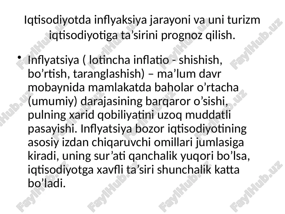 a ishlab chiqarish strukturasining o’zgarishi natijasida ishchi kuchiga talab tarkibining o’zgarishi natijasida ishsiz qolganlar kiradi. unga asosan malakalarini o’zgartirishi va oshirishi, ma’lumot olishi, yangi kasb egallashi lozim bo’lgan ishsizlar guruhlari kiradi. friktsion ishsizlik bilan tarkibiy ishsizlikning asosiy farqi shundaki, birinchisida, ma’lum malaka va tajriba mavjud bo’ladi va undan foydalanib, ish joylarini tezroq topib olishadi, ikkinchisida esa, ishchi kuchi darhol va tezroq ish joylarini topa olmaydi. davriy ishsizlik asosan ishlab chiqarishning pasayishi natijasida ishchi kuchiga bo’lgan talabning kamayishidan paydo bo’ladi. davriy pasayish tovar va xizmatlarga bo’lgan yalpi talabning kamayishini, shunga muvofiq, yalpi tatalabning kamayishini, va oqibatda aholining ish bilan bandligi qisqarishi va ishsizlikning o’sishini bildiradi. soliqlar sistemasini, soliq solishni, baholarni, tariflarni rivojlanishini prognoz qilish. 2020-yil 28-may kuni o‘zbekiston prezidenti “koronavirus pandemiyasining salbiy ta’sirini kamaytirish uchun turizm sohasini qo‘llab-quvvatlashga doir kechiktirib bo‘lmaydigan chora-tadbirlar to‘g‘risida”gi farmonni imzoladi. mazkur hujjatga muvofiq, turizm sohasida faoliyat yuritayotgan tadbirkorlar uchun 2020-yil 1-iyundan 31-dekabrga qadar foyda solig‘i stavkasi …