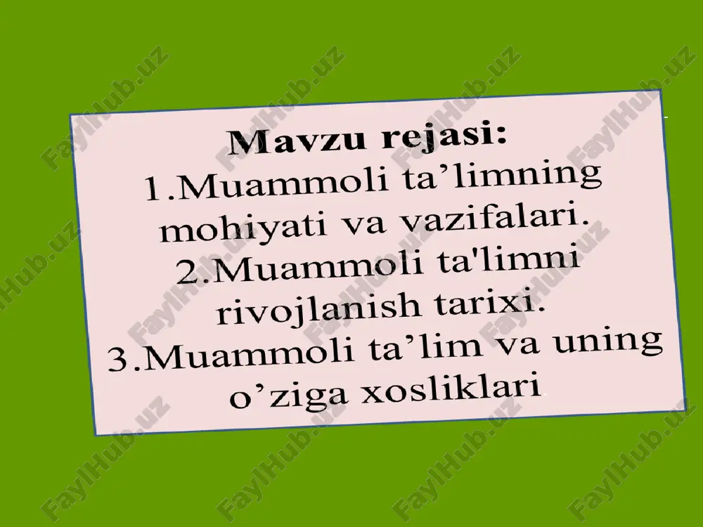 o'quvchi-talabalar faoliyatini fikr yuritishning mantiqiy operatsiyalari-tahlil, sintez, taqqoslash, analogiya, umumlashtirish, tasniflash va xulosa yasashga yo'naltiradi. muammoli vaziyatlardan o'quv jarayonining barcha bosqichlarida: yangi mavzu bayoni, mustahkamlash va bilimlarni nazorat qilishda foydalanish mumkin. muammoli vaziyatlar tizimi muvaffaqiyatli yaratilgan hollarda mazkur mavzuni muammoli dars shaklida o'tish tavsiya etiladi. o'qitish jarayoniga muammoli darslarni qo'llash uchun o'qituvchi (pedagog) quyidagi masalalarni hal qilishi kerak bo'ladi: - o'quv dasturi bo'yicha qaysi mavzularni muammoli dars shaklida o'tish mumkinligini; - mavzu matnidagi masalalar bo'yicha muammoli vaziyatni keltirib chiqaradigan savollar, topshiriqlarni aniqlash, bunda didaktikaning ilmiylik, sistemalilik, mantiqiylik, ketma-ketlik, izchillik printsiplariga amal qilishi; - o'quvchi-talabalarning bilish faoliyatini faollashtirish va boshqarishni ta'minlaydigan vosita va usullarni aniqlashi, ulardan o'z o'rnida va samarali foydalanish yo'llarini belgilashi zarur ta'lim jarayonida muammoli vaziyat xususiyati quyidagilardan iborat: - o'quvchi-talabalar uchun noma'lum yangilik mavjudligi; - muammolarni o'zlari hal etishlari; -shaxsiy qiziqish va ehtiyojlari yuzaga kelgan tushunmovchiliklarni o'zlari o'rganishga harakat qilishlari; - nima noma'lum ekanligini bilib, ma'nosini tushunib, uni …